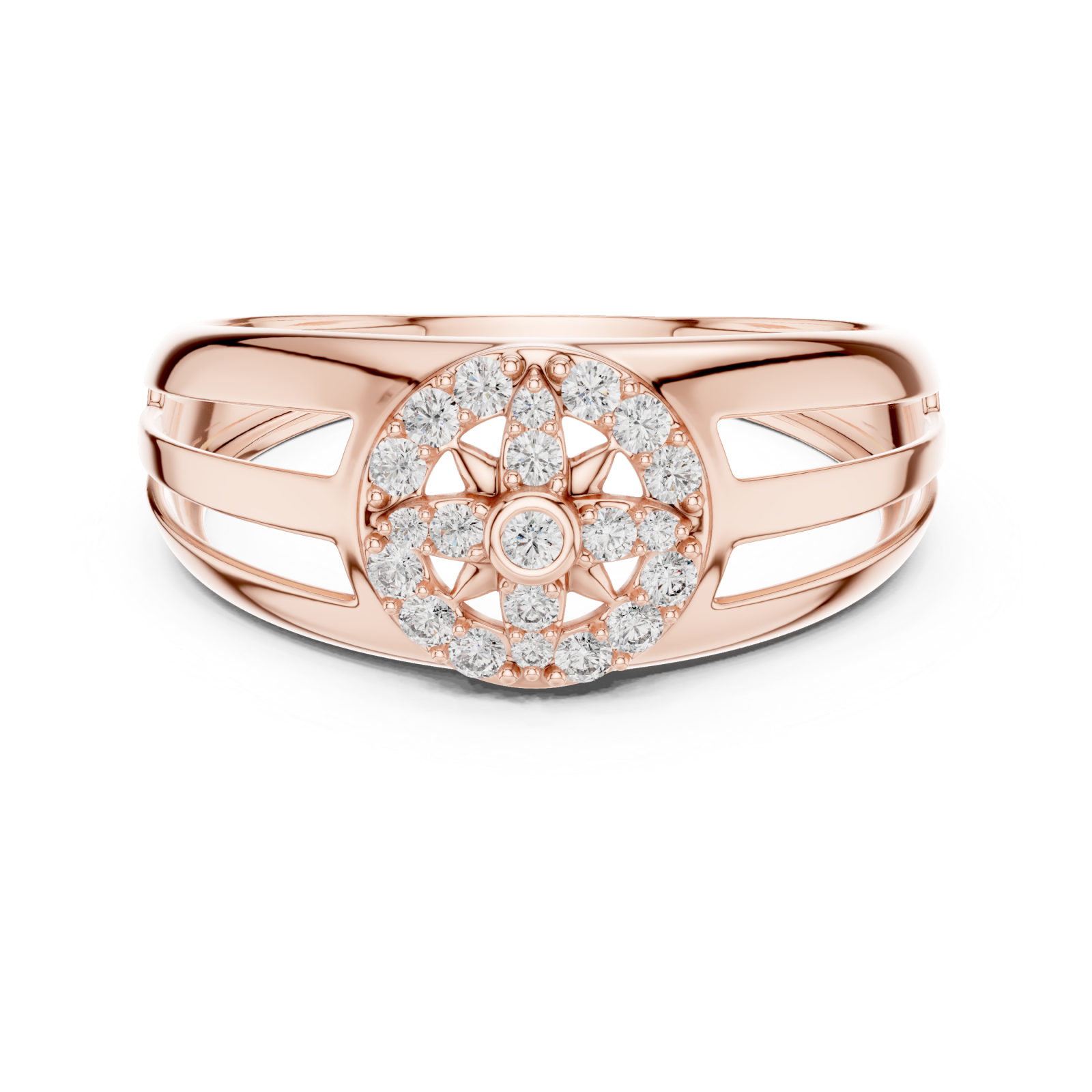  Rose Gold Luminous Grace Statement Ring Front View