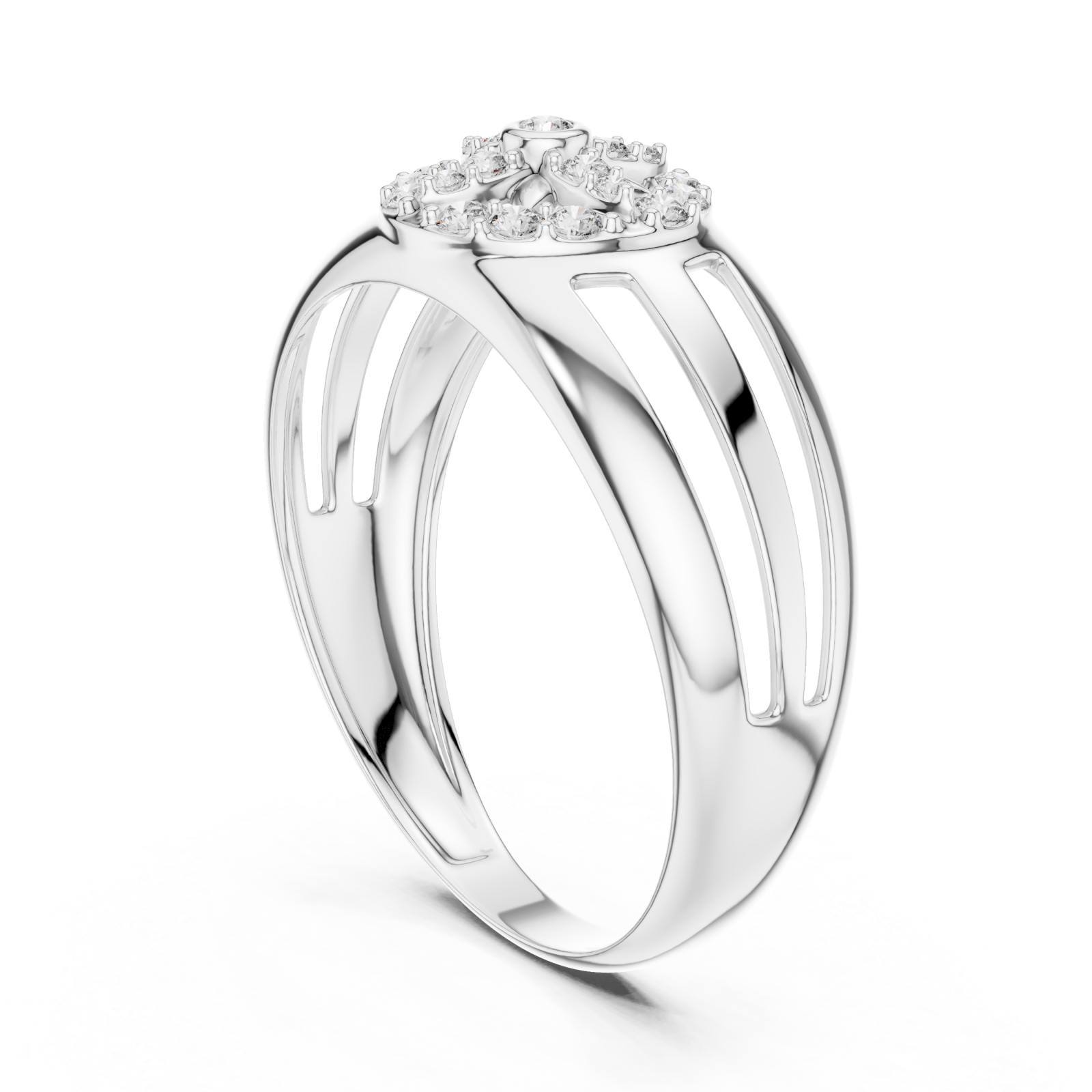  White Gold Luminous Grace Statement Ring Left View