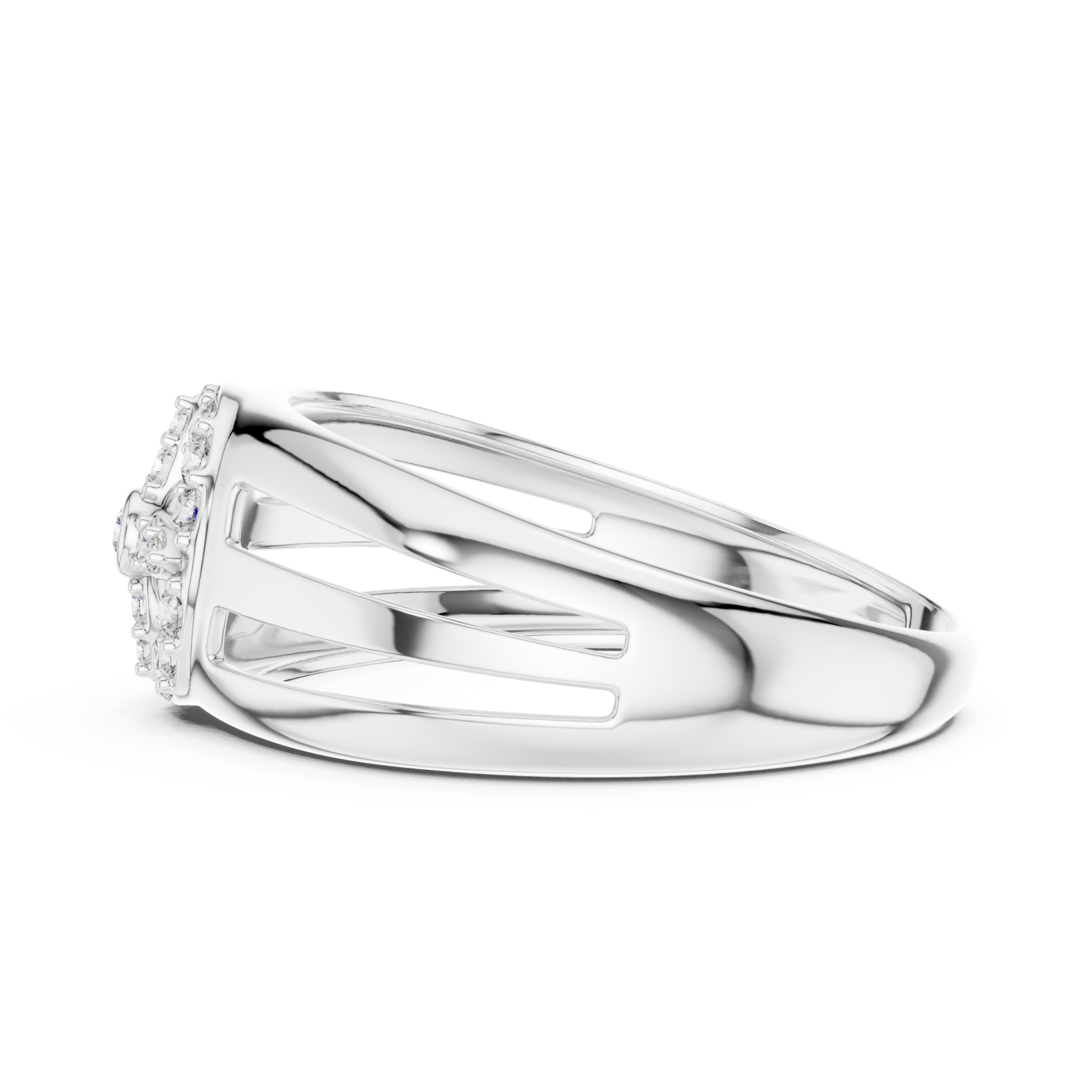  White Gold Luminous Grace Statement Ring Side View