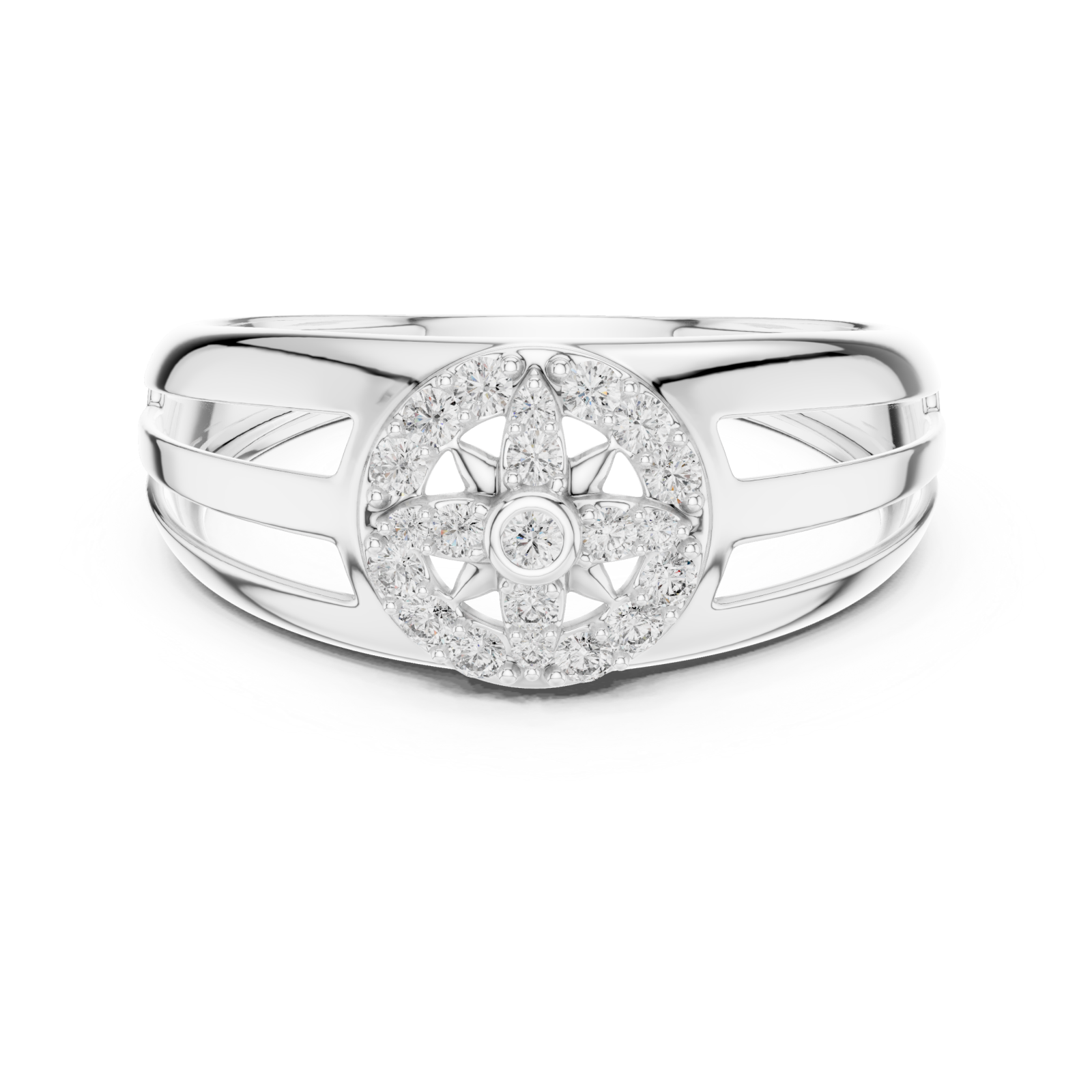  White Gold Luminous Grace Statement Ring Front View