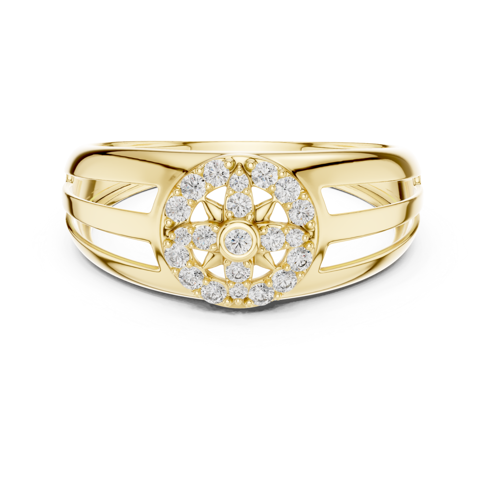  Gold Luminous Grace Statement Ring Front View