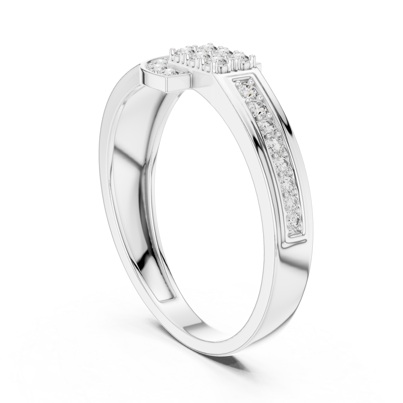  White Gold Starlit Embrace Unison Keepsake Cocktail Ring Left View