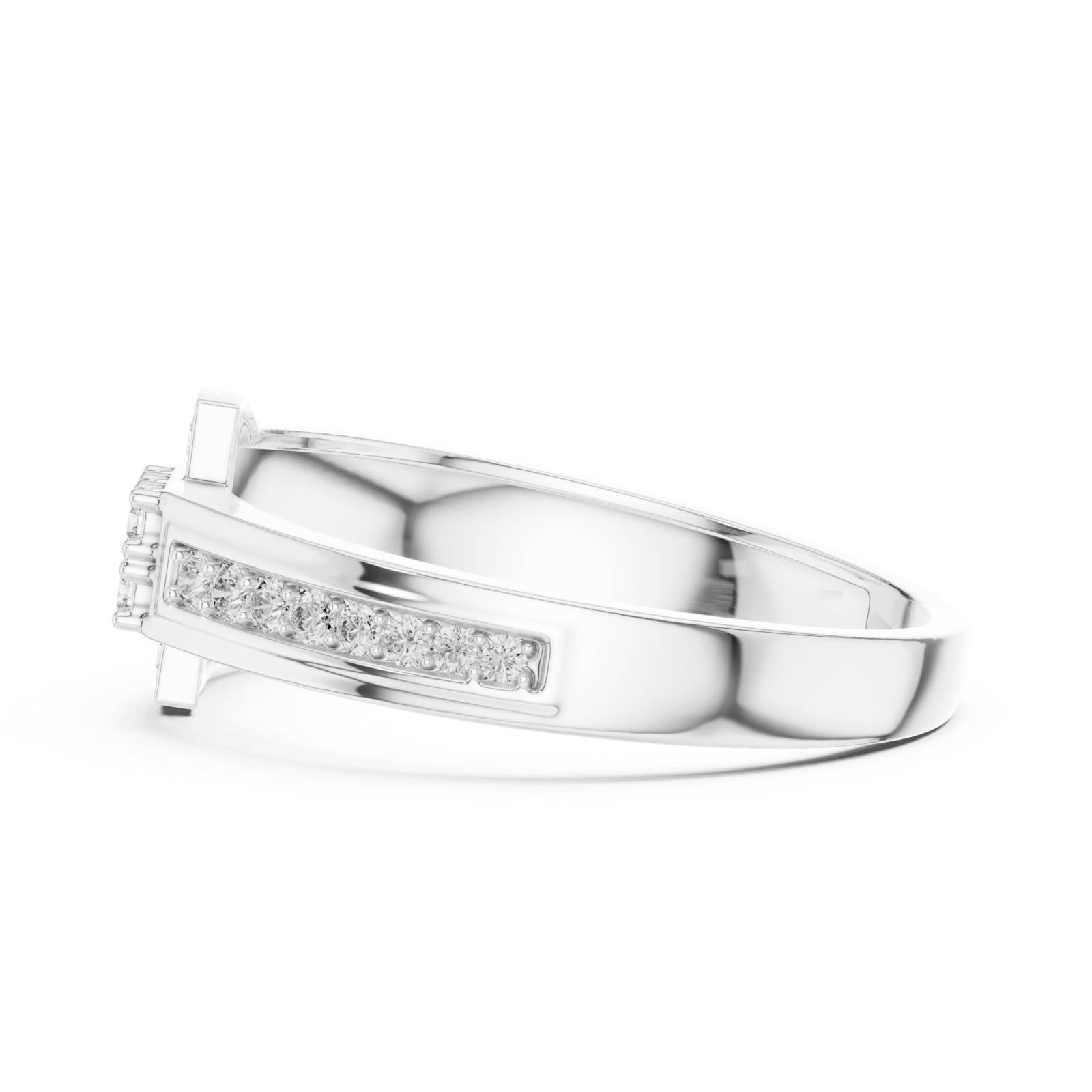  White Gold Starlit Embrace Unison Keepsake Cocktail Ring Side View