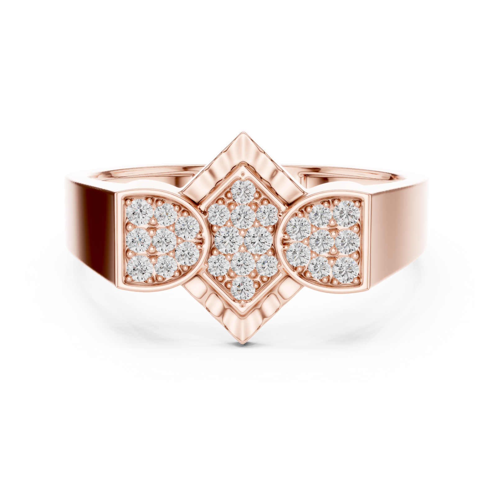  Rose Gold Celestial Embrace Stacked Ring Front View