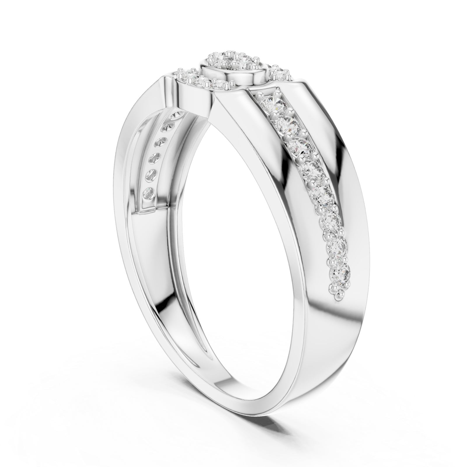  White Gold Sparkling Embrace Band Left View