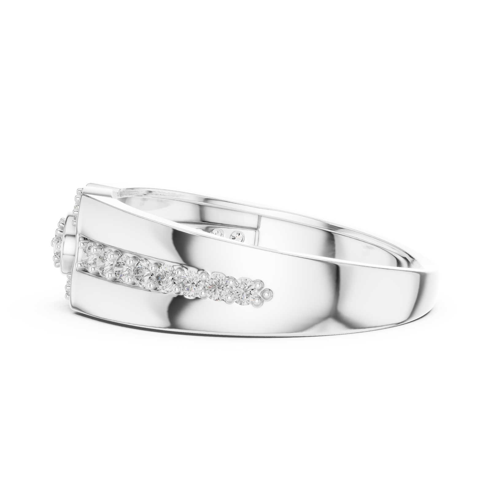  White Gold Sparkling Embrace Band Side View