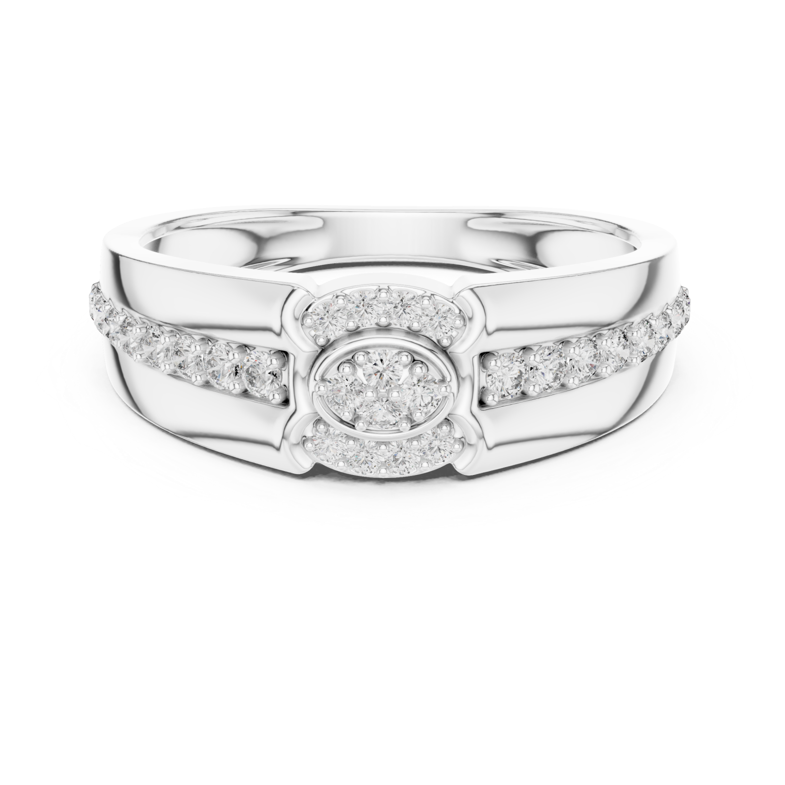  White Gold Sparkling Embrace Band Front View