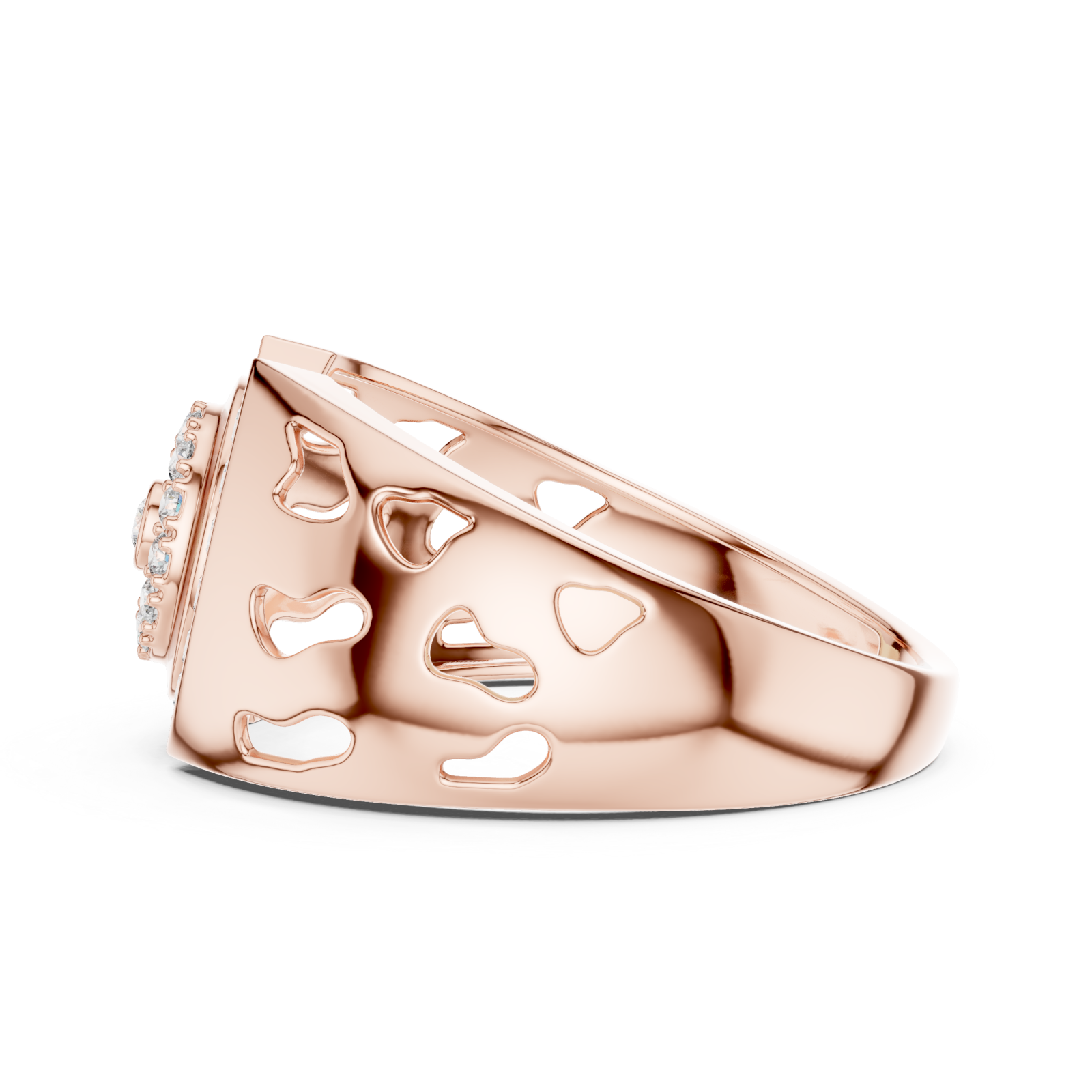  Rose Gold Celestial Aurora Openwork Gallery Band Side View