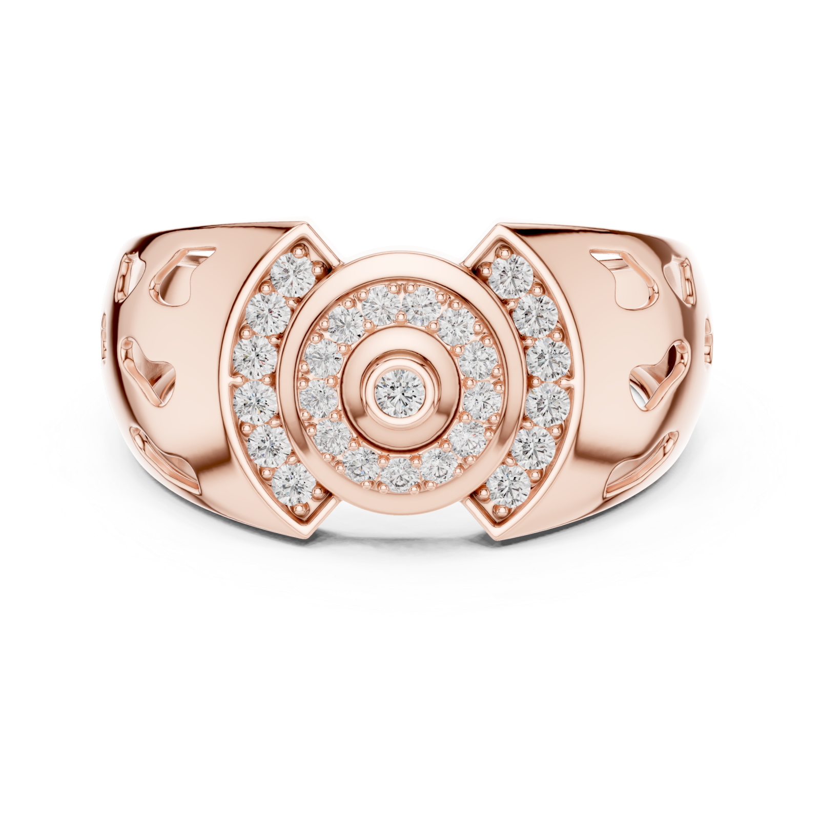  Rose Gold Celestial Aurora Openwork Gallery Band Front View