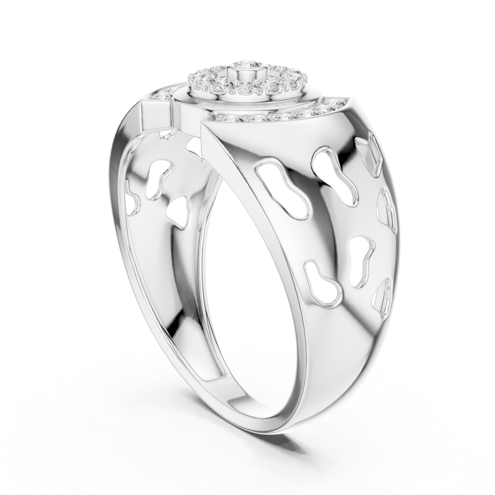  White Gold Celestial Aurora Openwork Gallery Band Left View