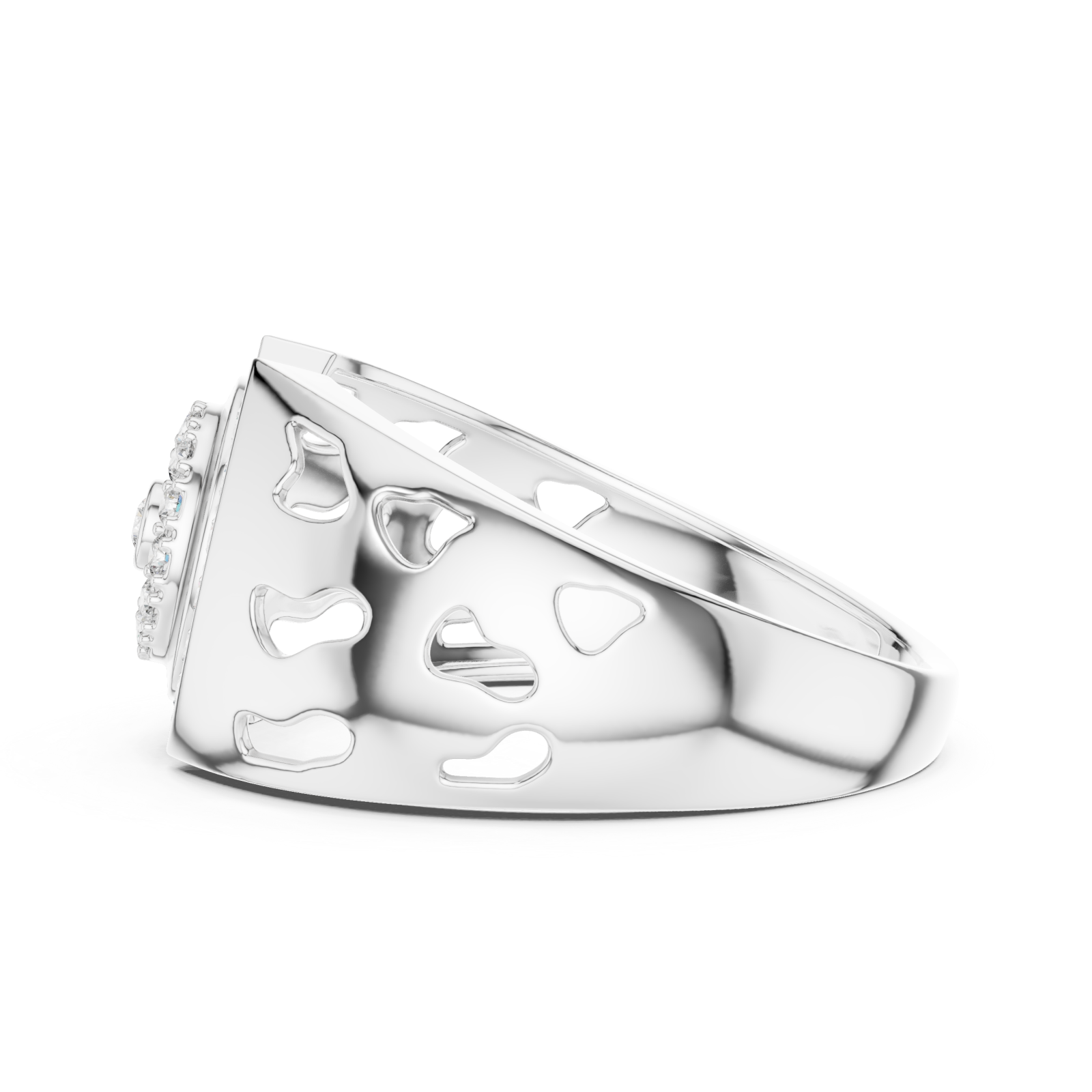  White Gold Celestial Aurora Openwork Gallery Band Side View