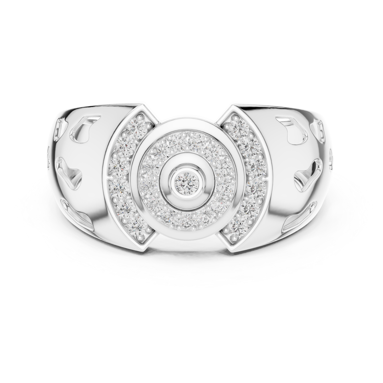  White Gold Celestial Aurora Openwork Gallery Band Front View