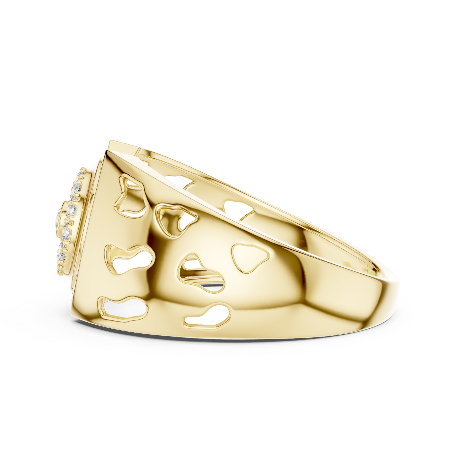  Gold Celestial Aurora Openwork Gallery Band Side View