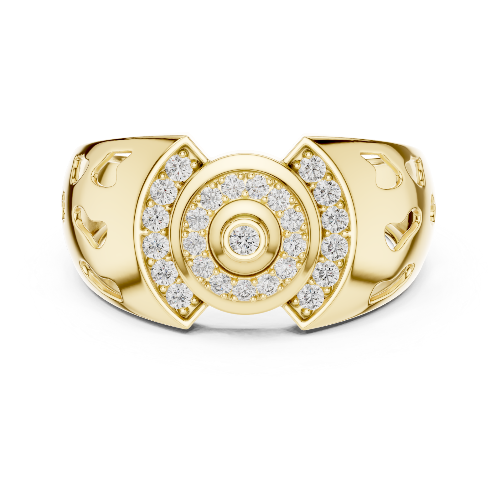  Gold Celestial Aurora Openwork Gallery Band Front View