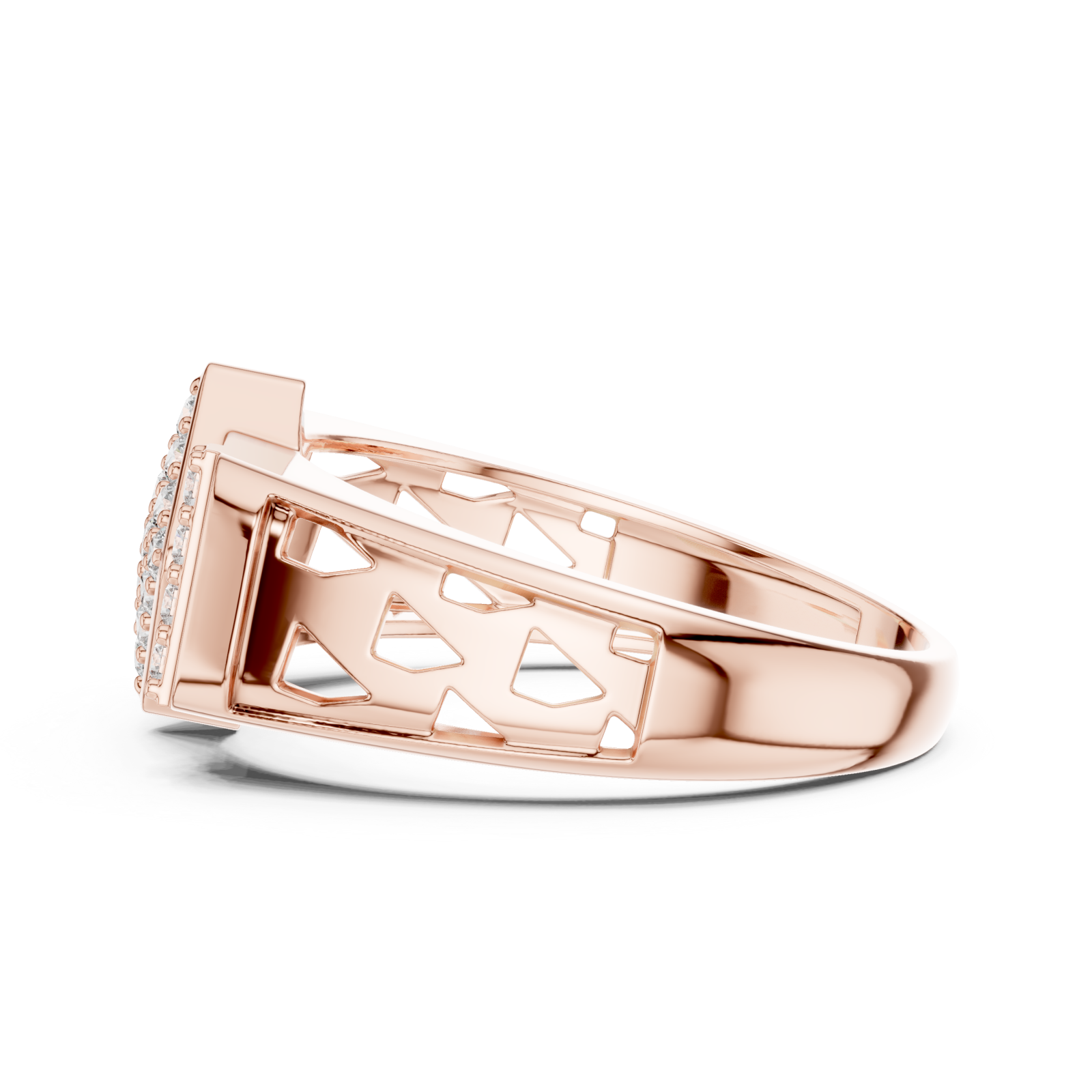  Rose Gold Radiance Mosaic Signature Ring Side View