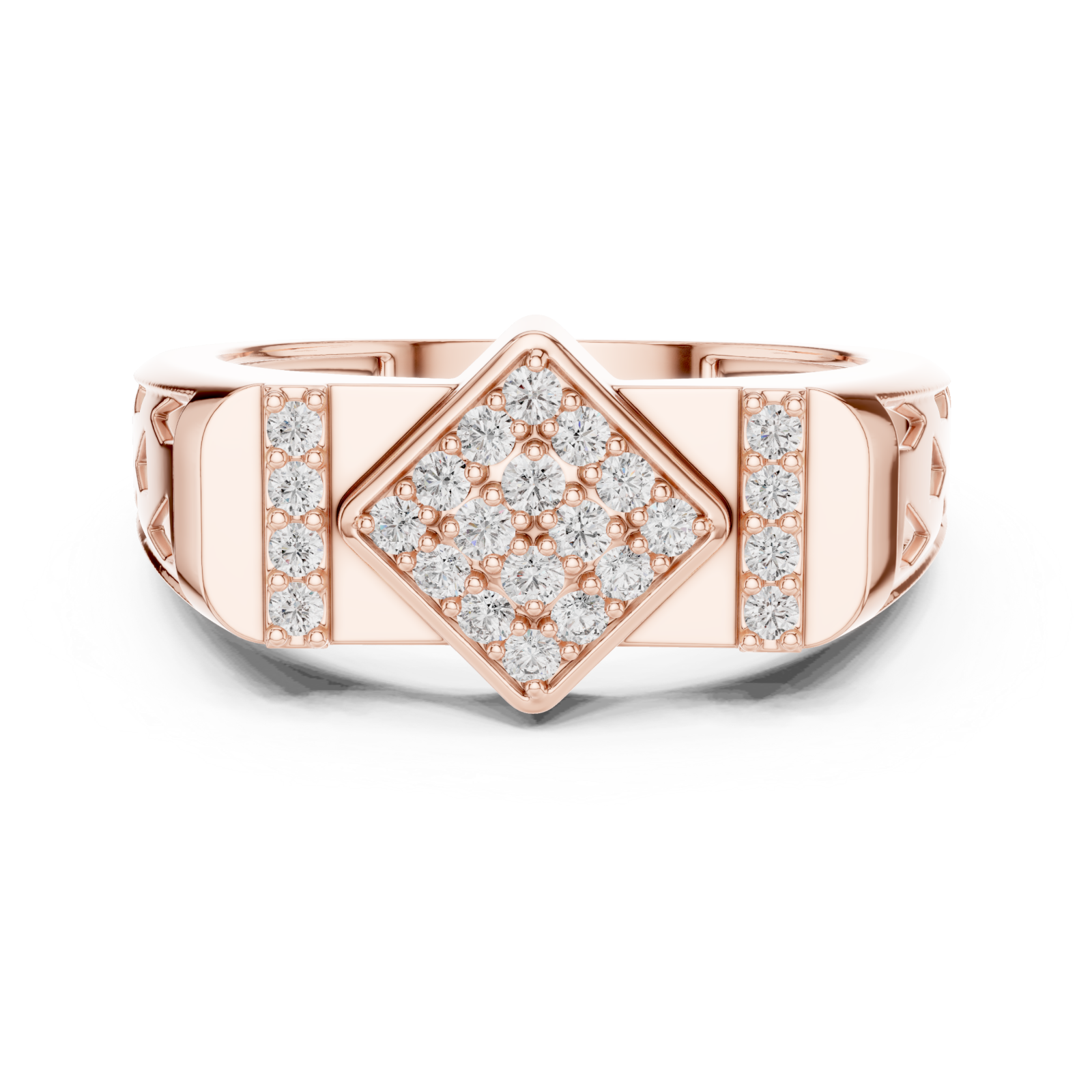  Rose Gold Radiance Mosaic Signature Ring Front View
