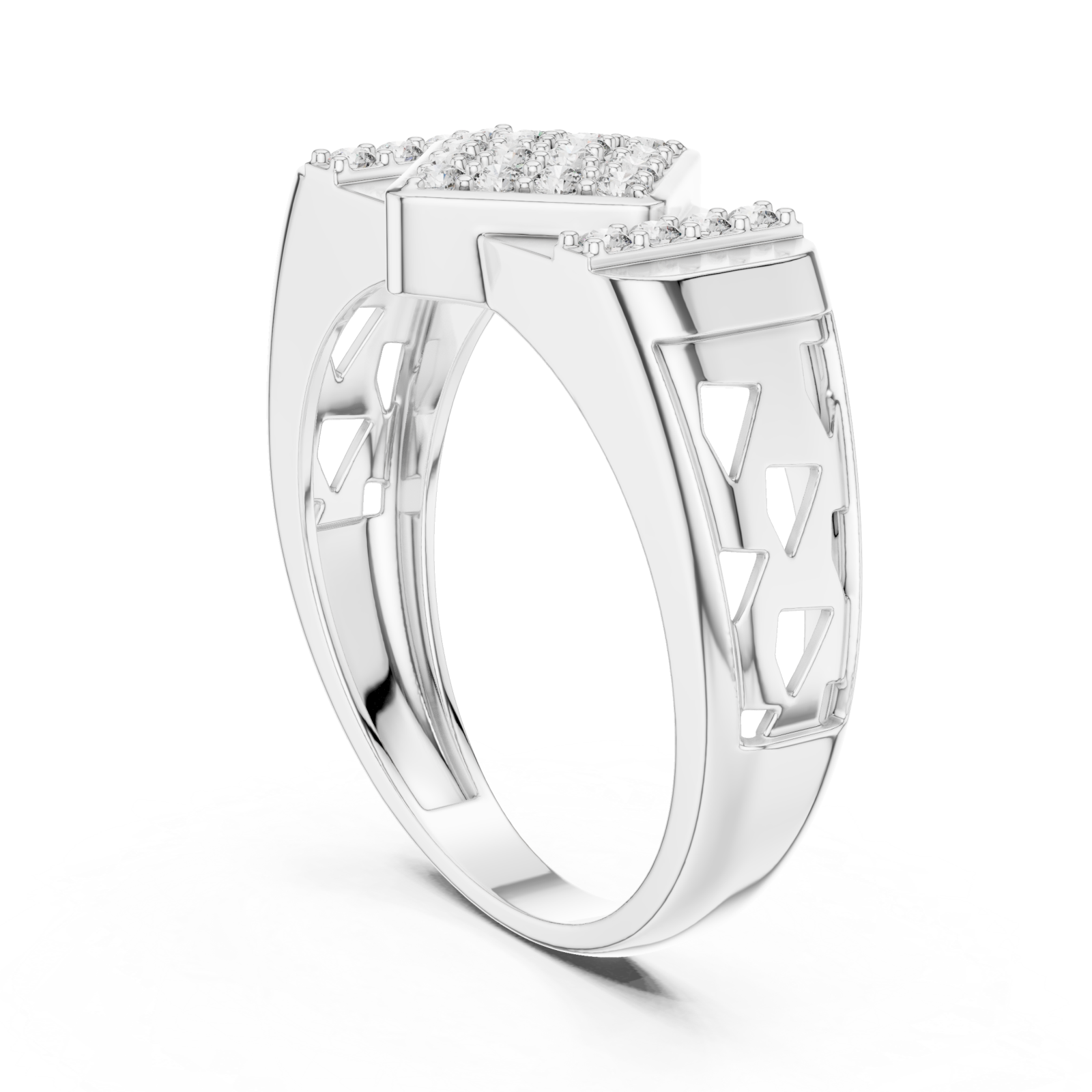  White Gold Radiance Mosaic Signature Ring Left View