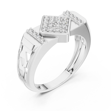  White Gold Radiance Mosaic Signature Ring Right View