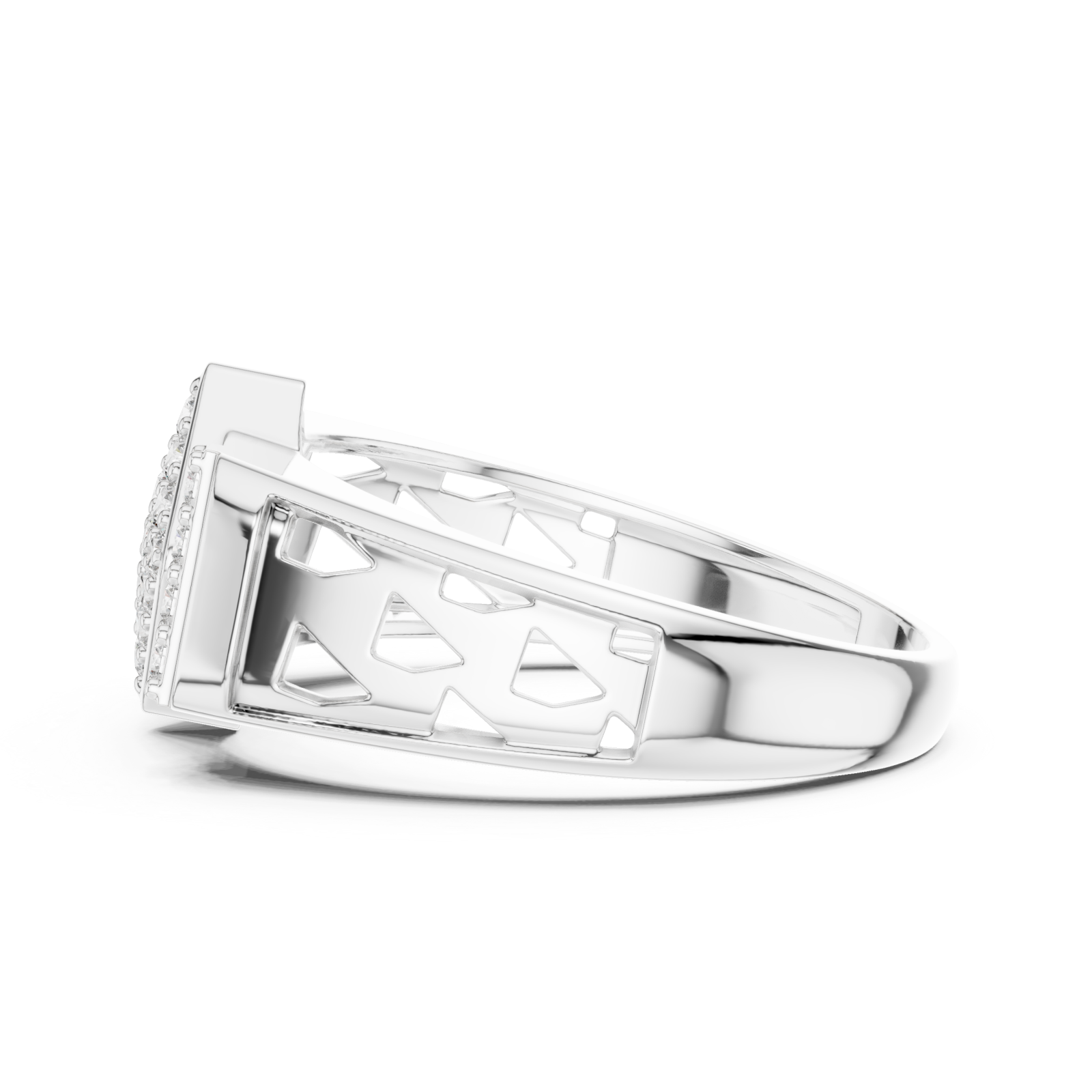  White Gold Radiance Mosaic Signature Ring Side View