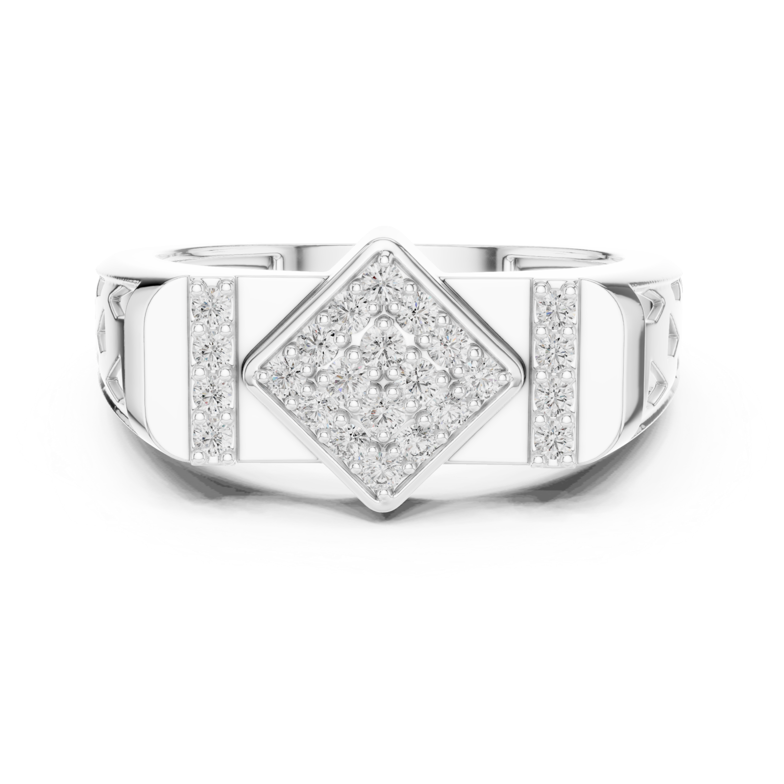  White Gold Radiance Mosaic Signature Ring Front View