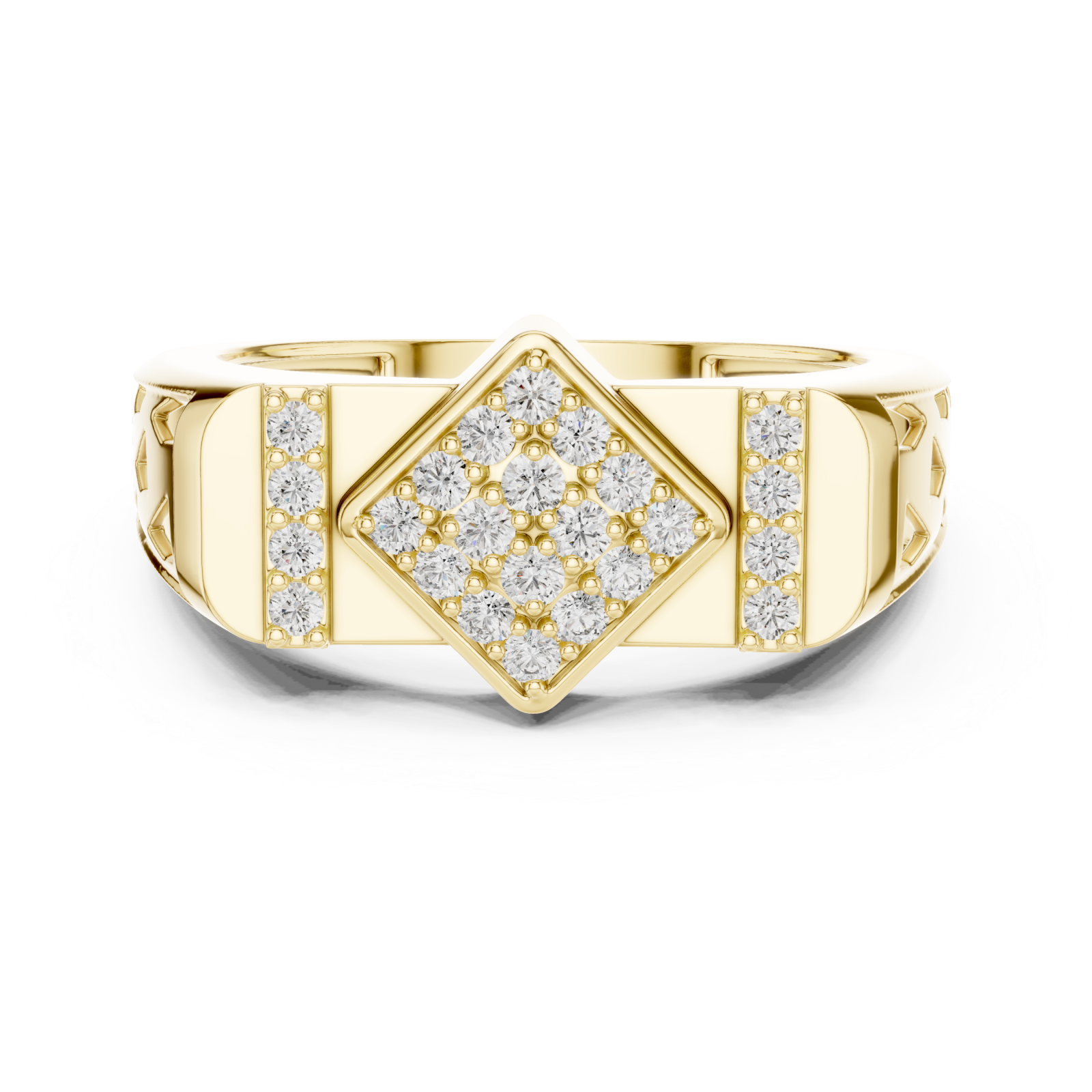 Gold Radiance Mosaic Signature Ring Front View