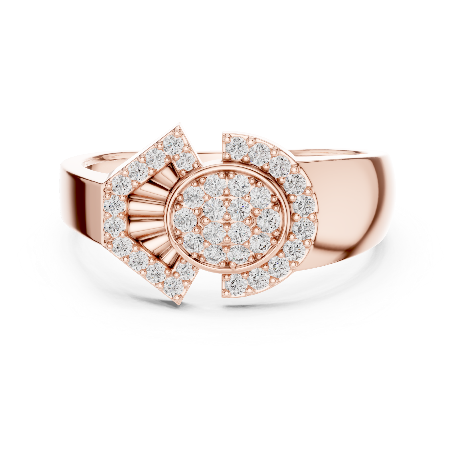  Rose Gold Pure Grace Modern Cocktail Ring Front View