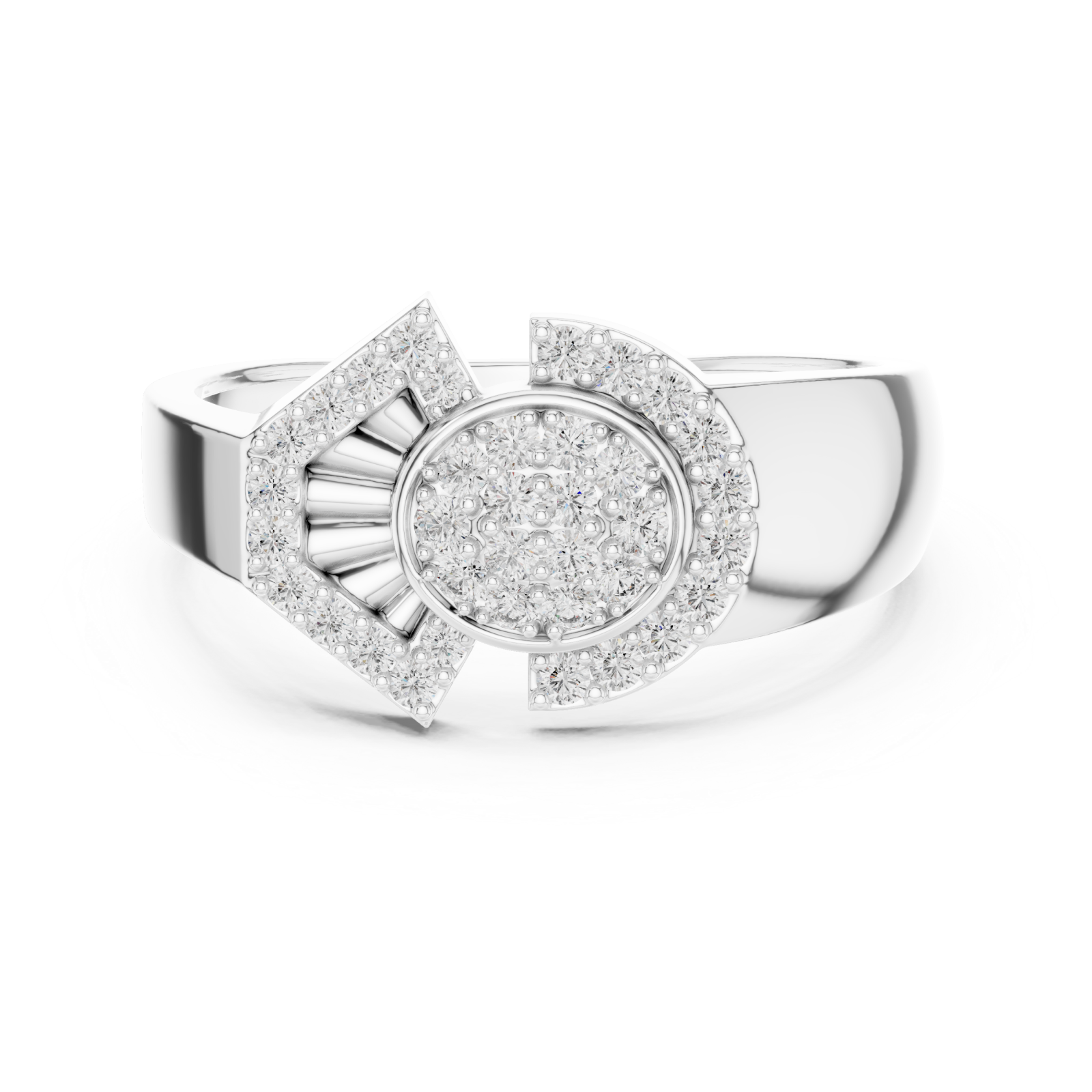  White Gold Pure Grace Modern Cocktail Ring Front View