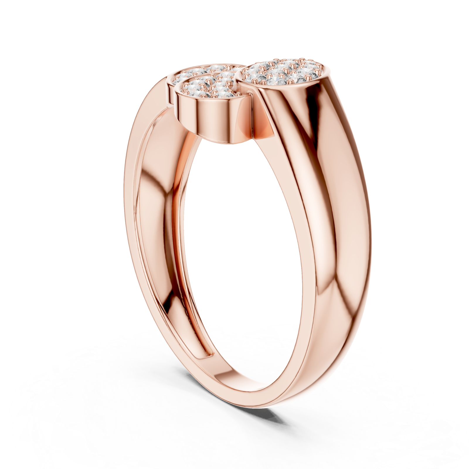  Rose Gold Blossom Paired Contour Statement Ring Left View
