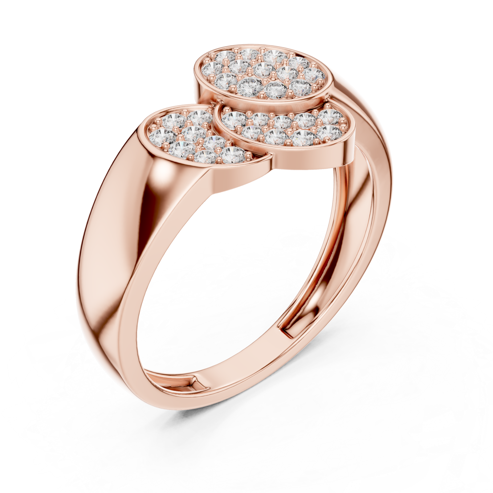  Rose Gold Blossom Paired Contour Statement Ring Right View