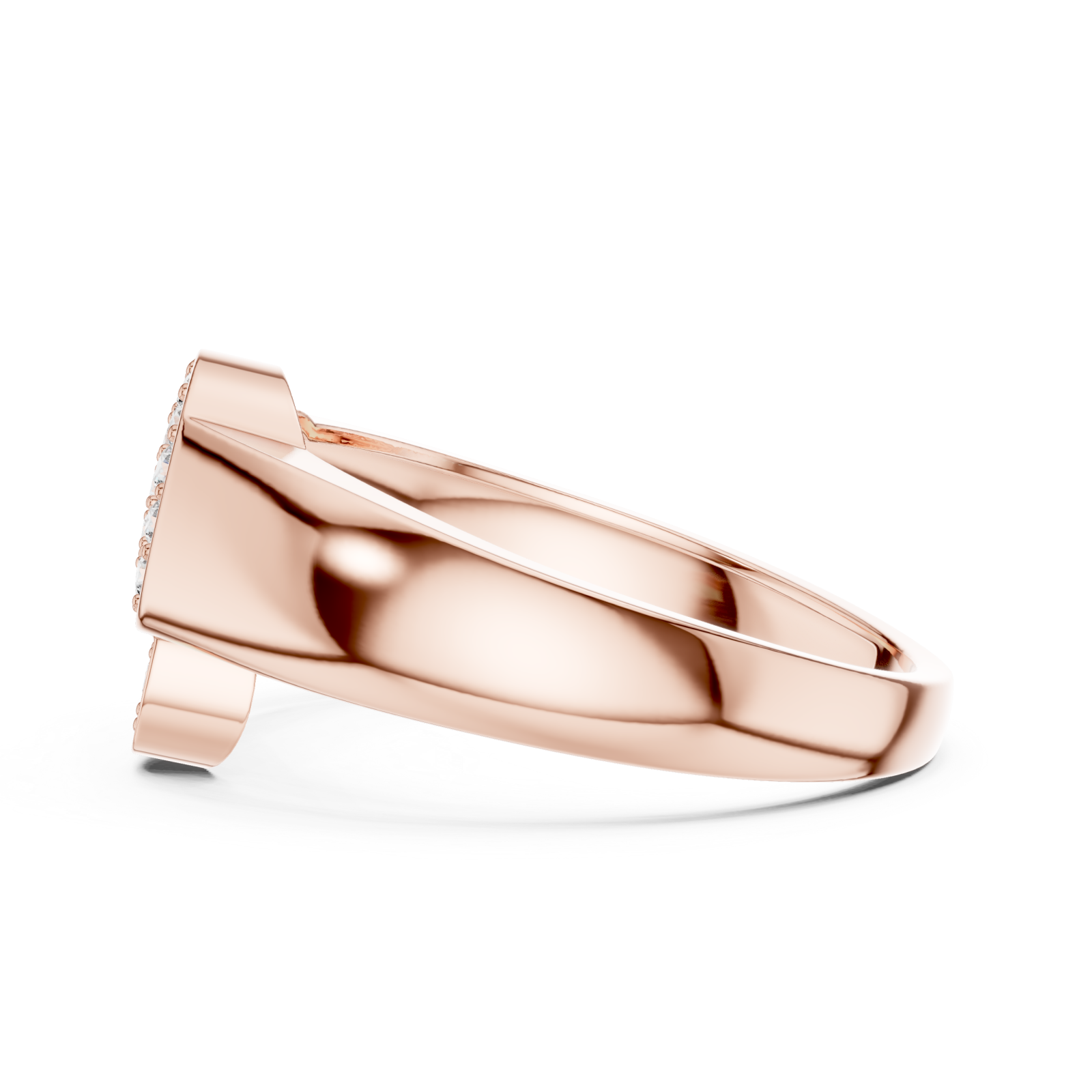  Rose Gold Blossom Paired Contour Statement Ring Side View