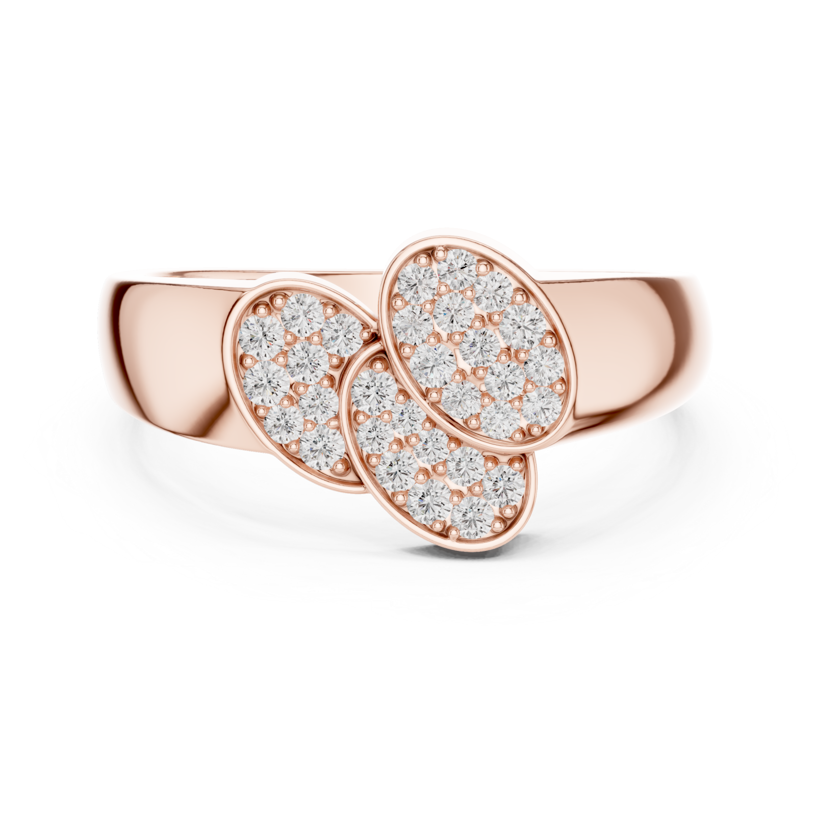  Rose Gold Blossom Paired Contour Statement Ring Front View