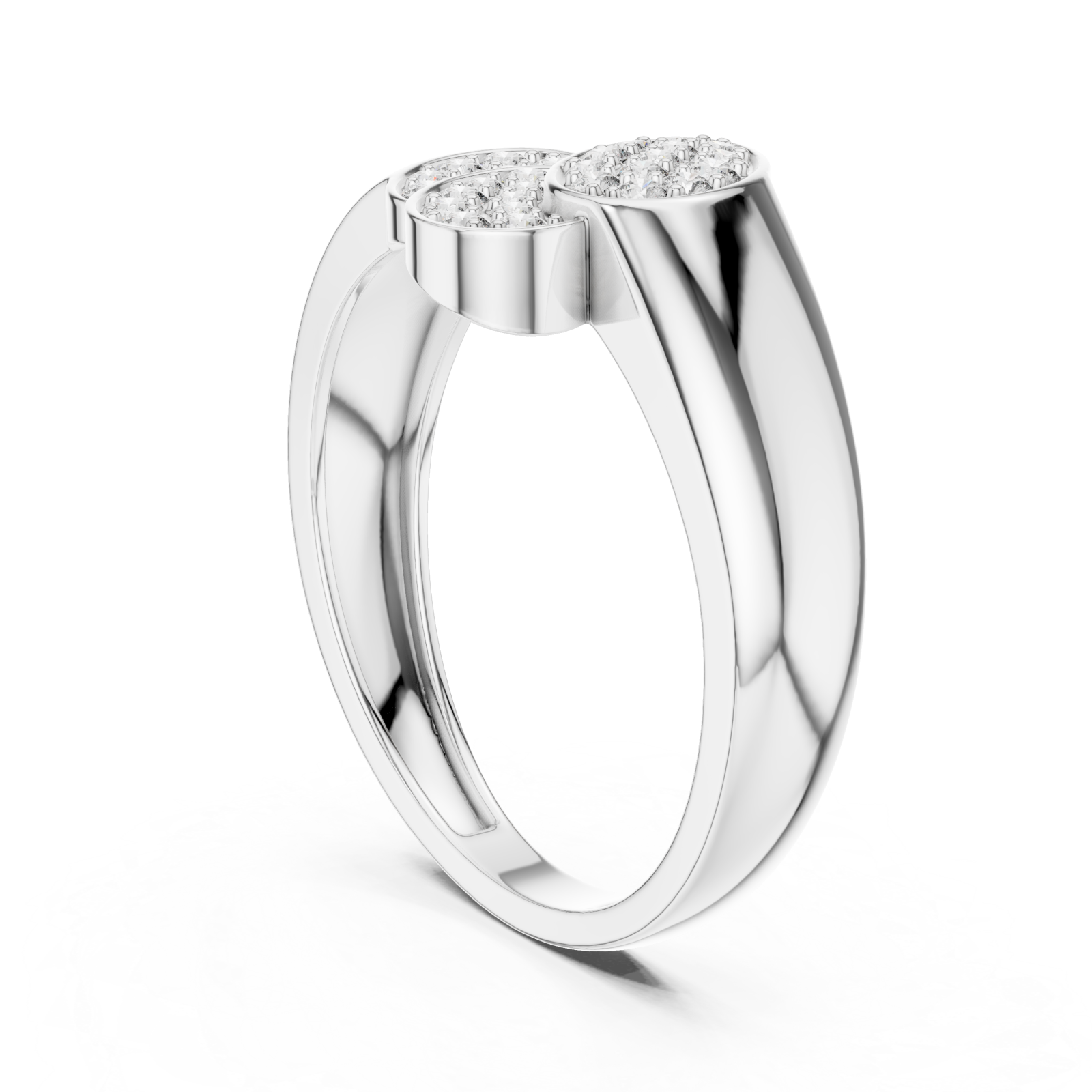 White Gold Blossom Paired Contour Statement Ring Left View