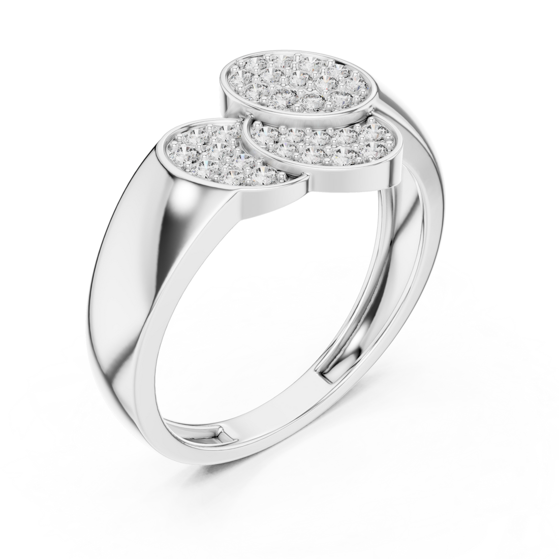  White Gold Blossom Paired Contour Statement Ring Right View