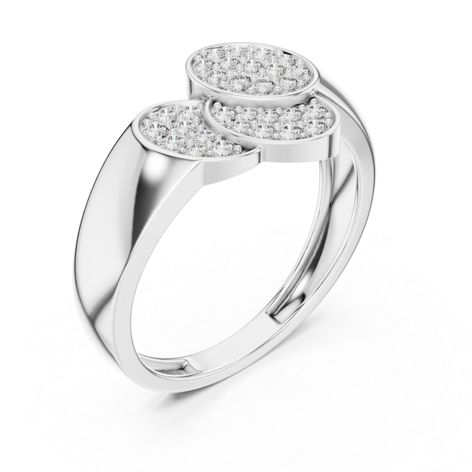  White Gold Blossom Paired Contour Statement Ring Right View
