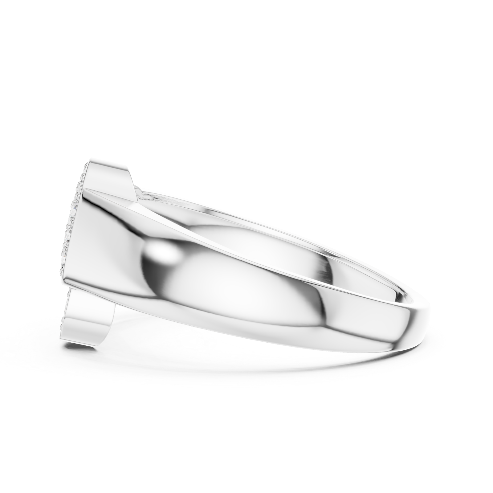  White Gold Blossom Paired Contour Statement Ring Side View