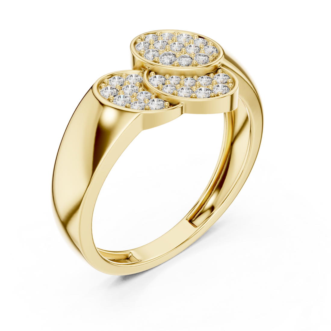 Gold Blossom Paired Contour Statement Ring Right View