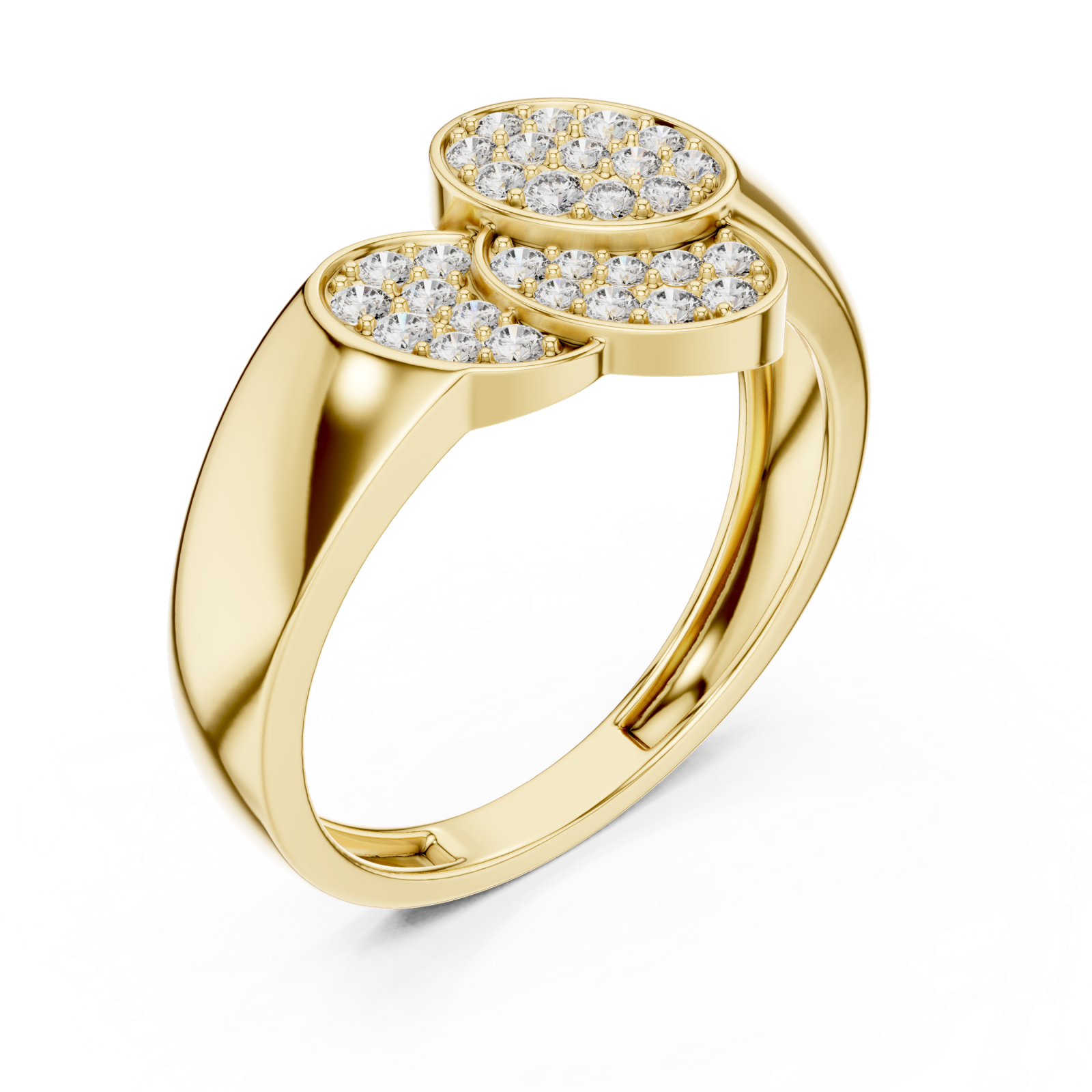 Gold Blossom Paired Contour Statement Ring Right View