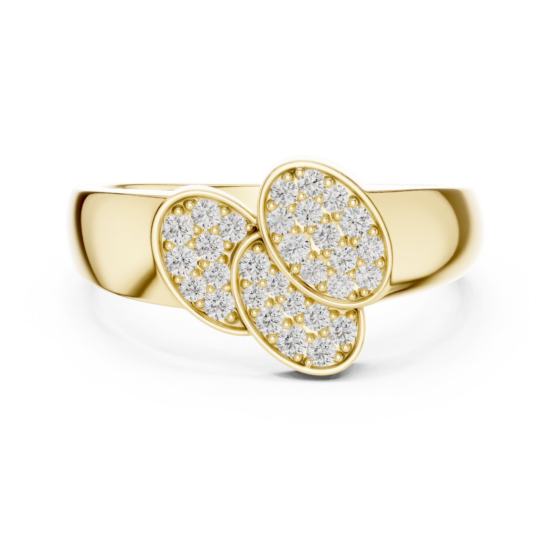 Gold Blossom Paired Contour Statement Ring Right View