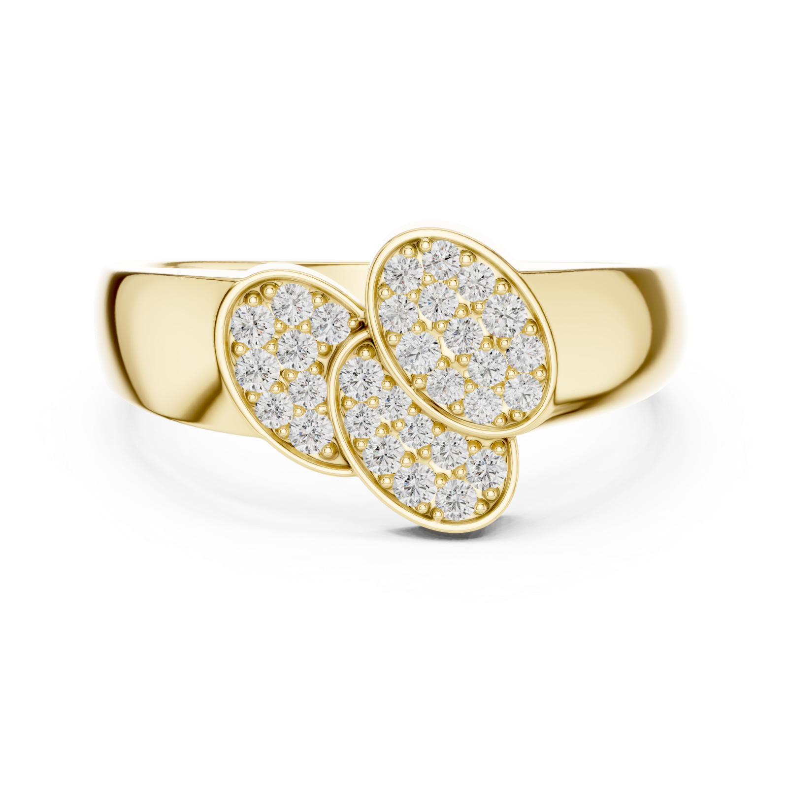  Gold Blossom Paired Contour Statement Ring Front View