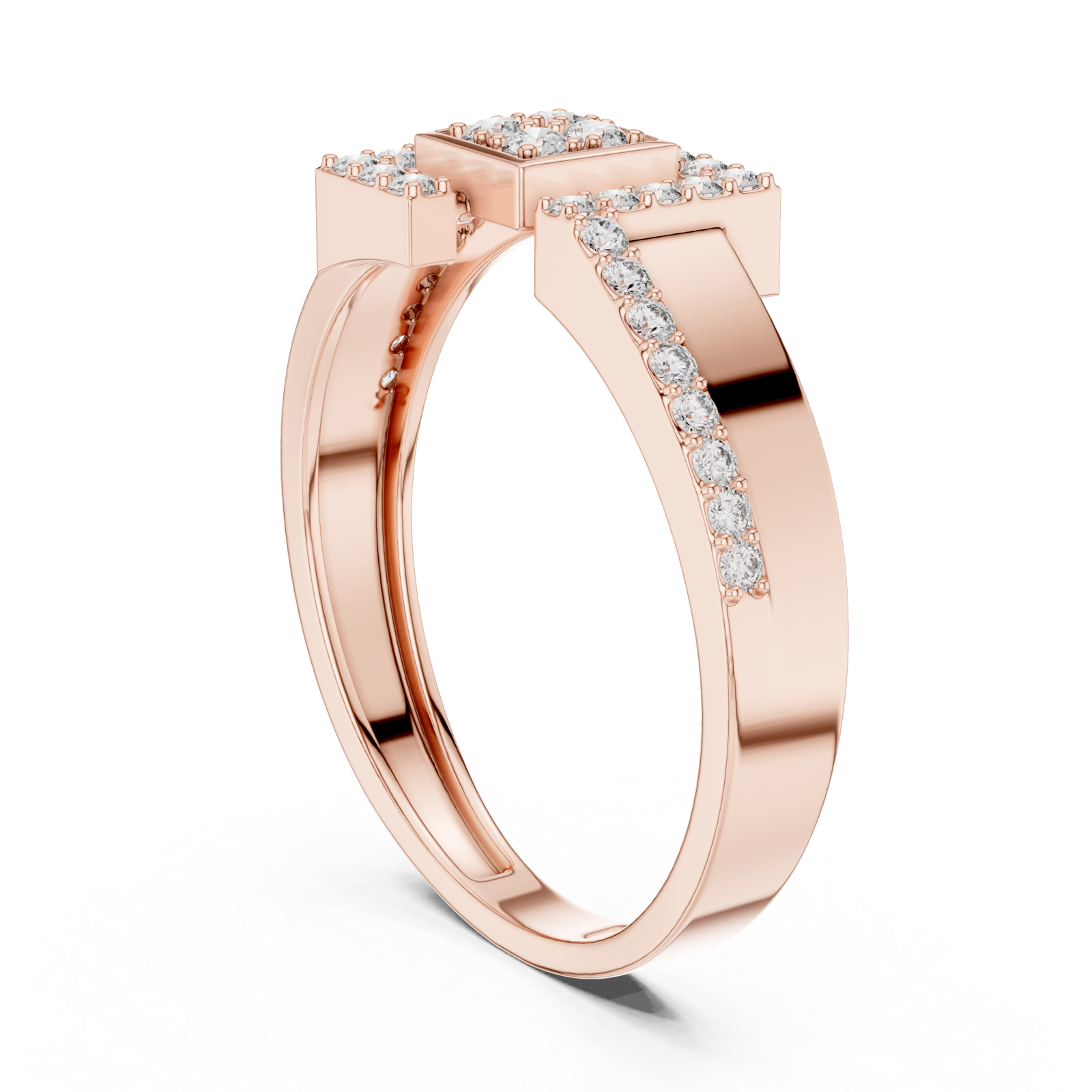  Rose Gold Celestial Parallel Embrace Harmony Ring Left View