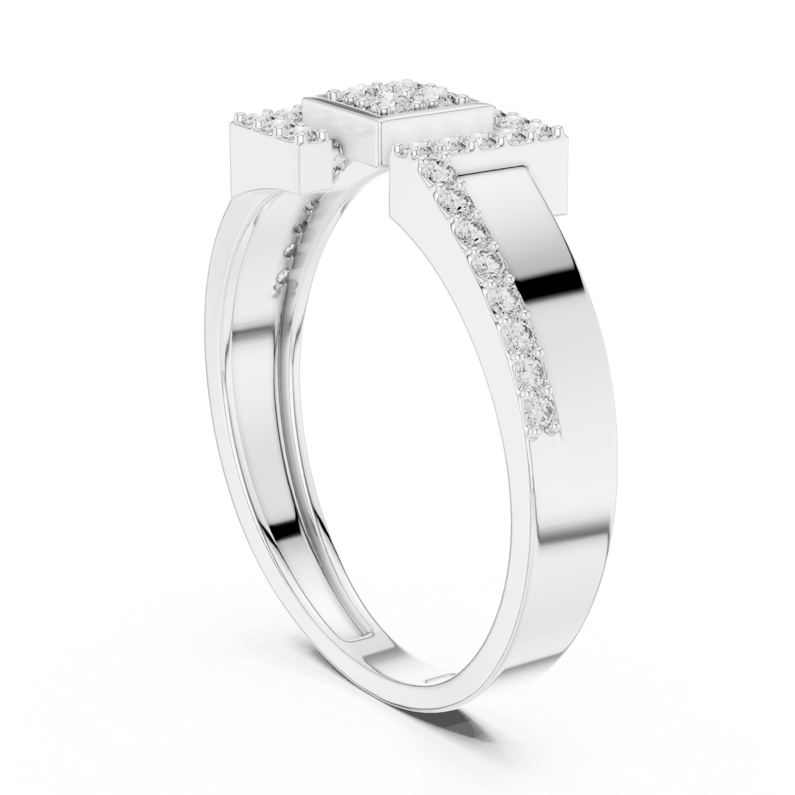  White Gold Celestial Parallel Embrace Harmony Ring Left View