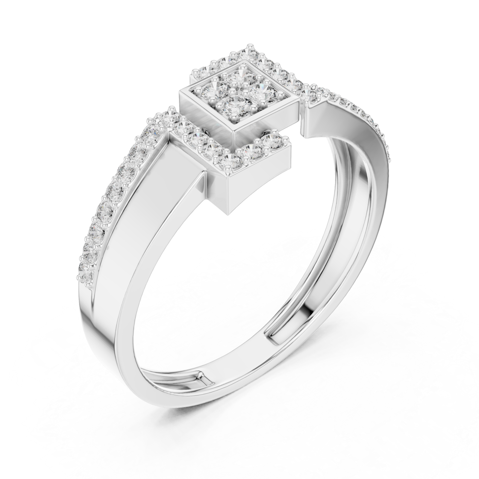  White Gold Celestial Parallel Embrace Harmony Ring Right View