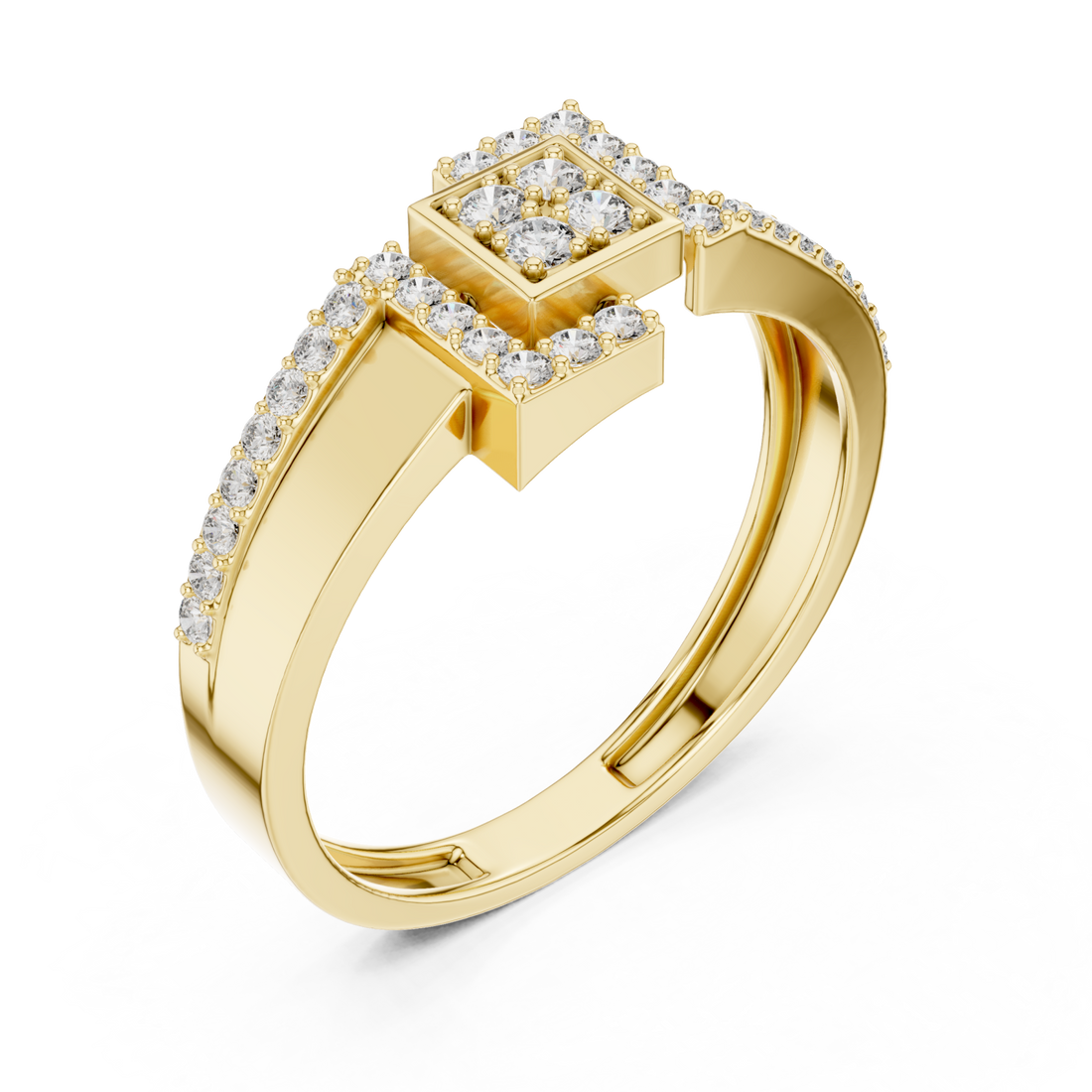 Gold Celestial Parallel Embrace Harmony Ring Right View