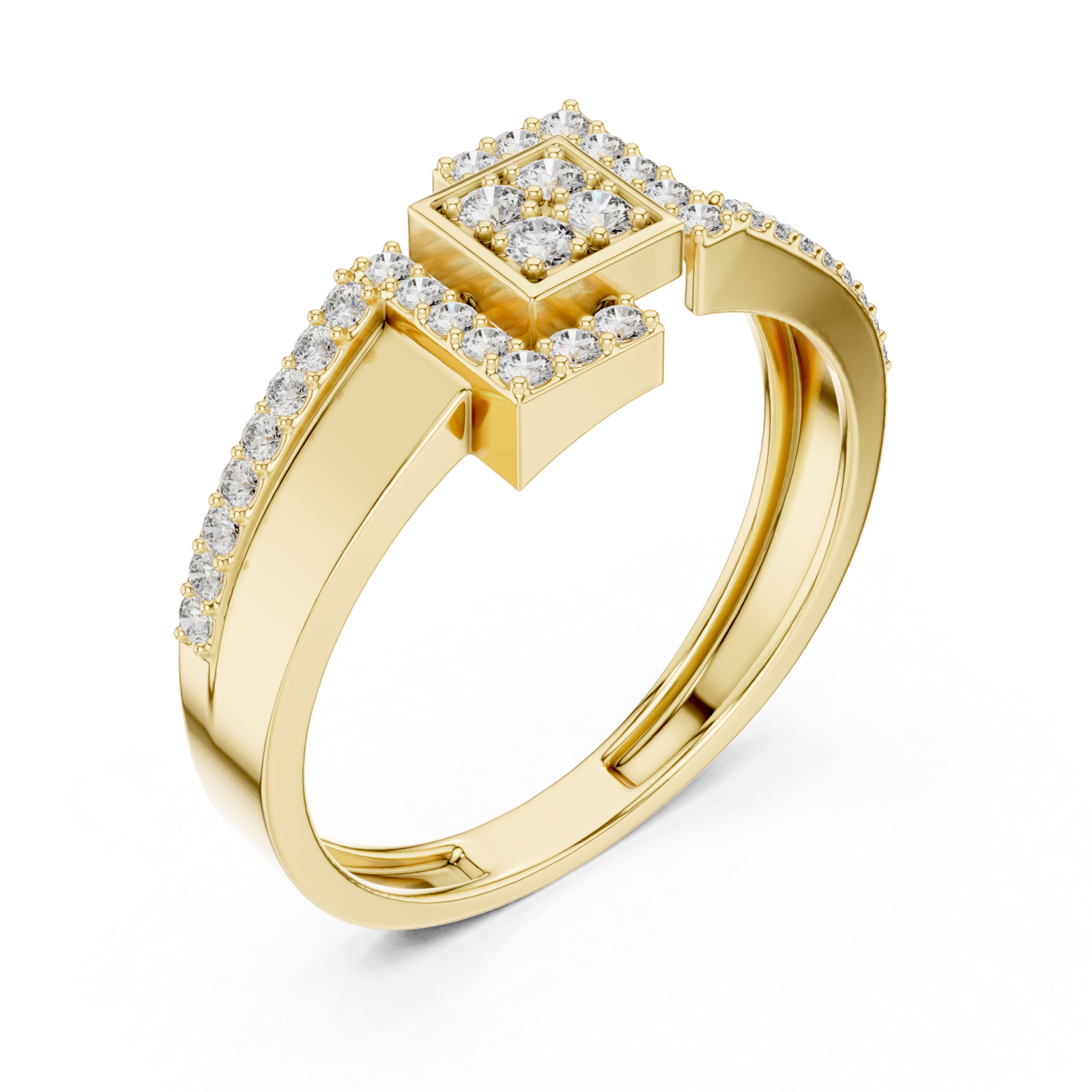 Gold Celestial Parallel Embrace Harmony Ring Right View