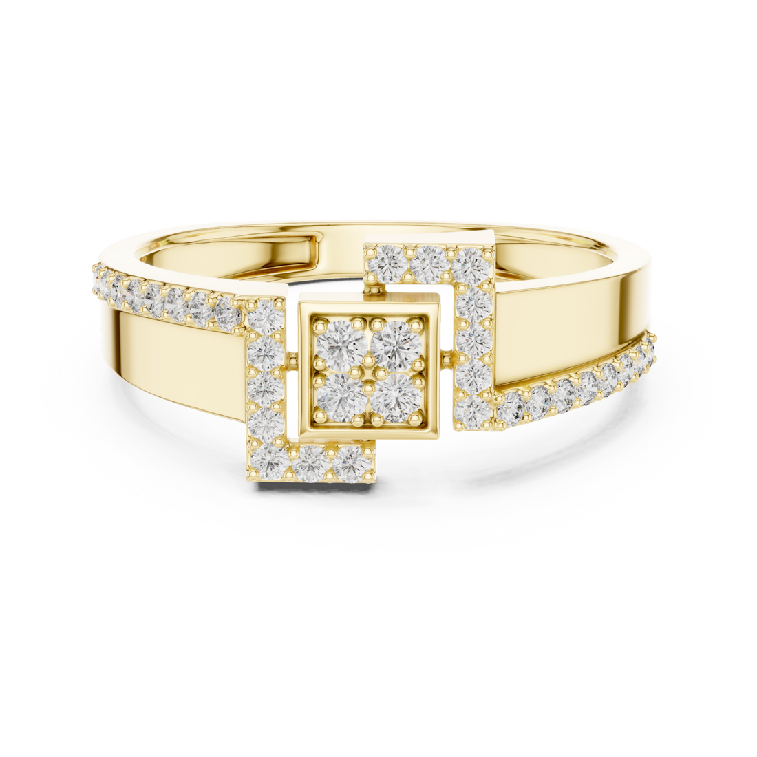 Gold Celestial Parallel Embrace Harmony Ring Right View