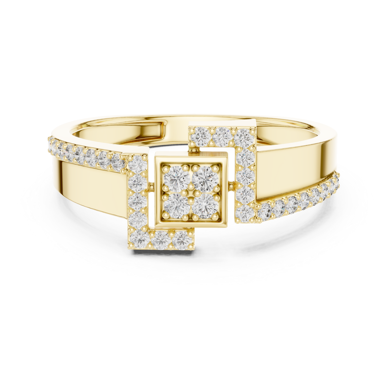  Gold Celestial Parallel Embrace Harmony Ring Front View