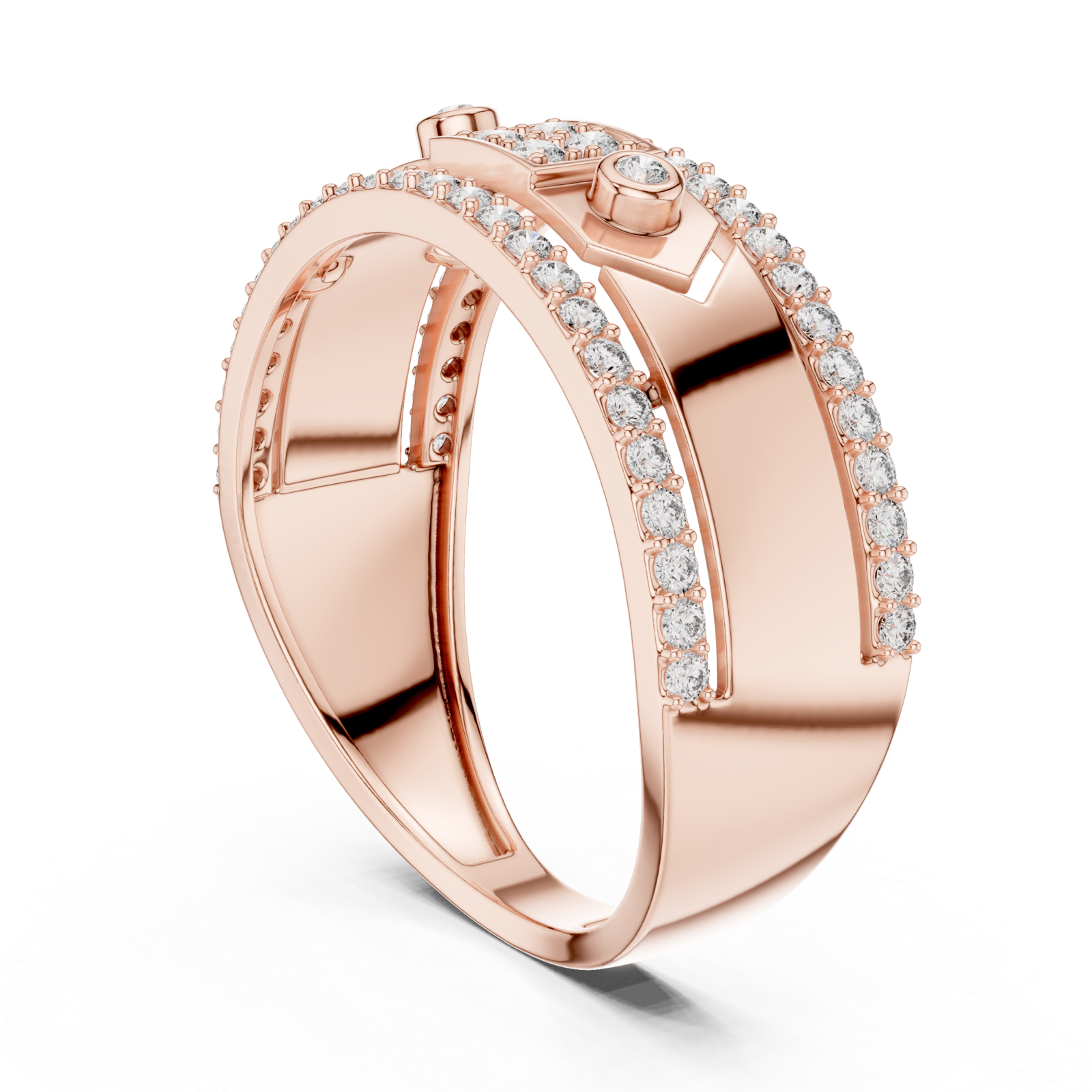  Rose Gold Luminance Vow Multi-Layered Dual Band Artistry Ring Left View