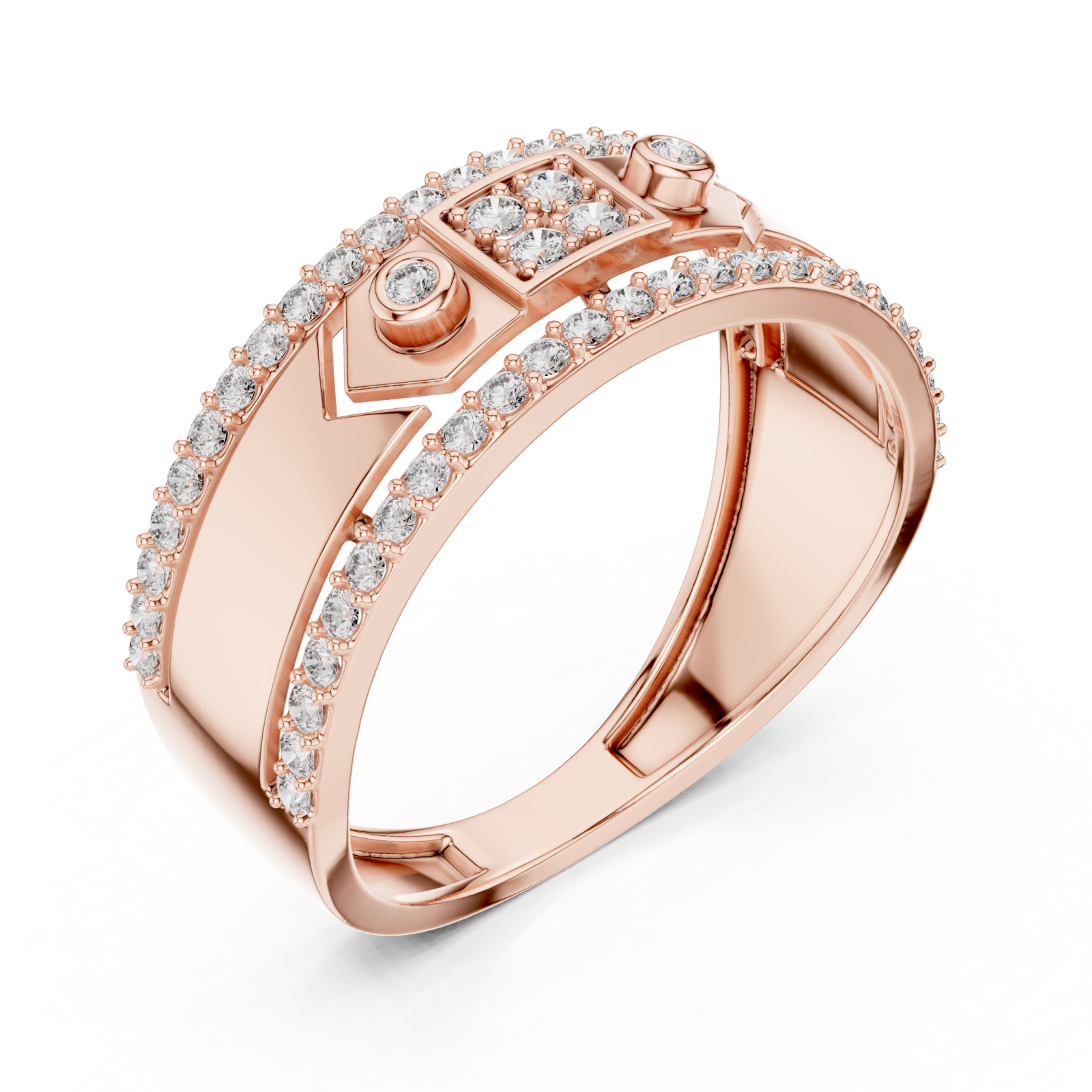  Rose Gold Luminance Vow Multi-Layered Dual Band Artistry Ring Right View
