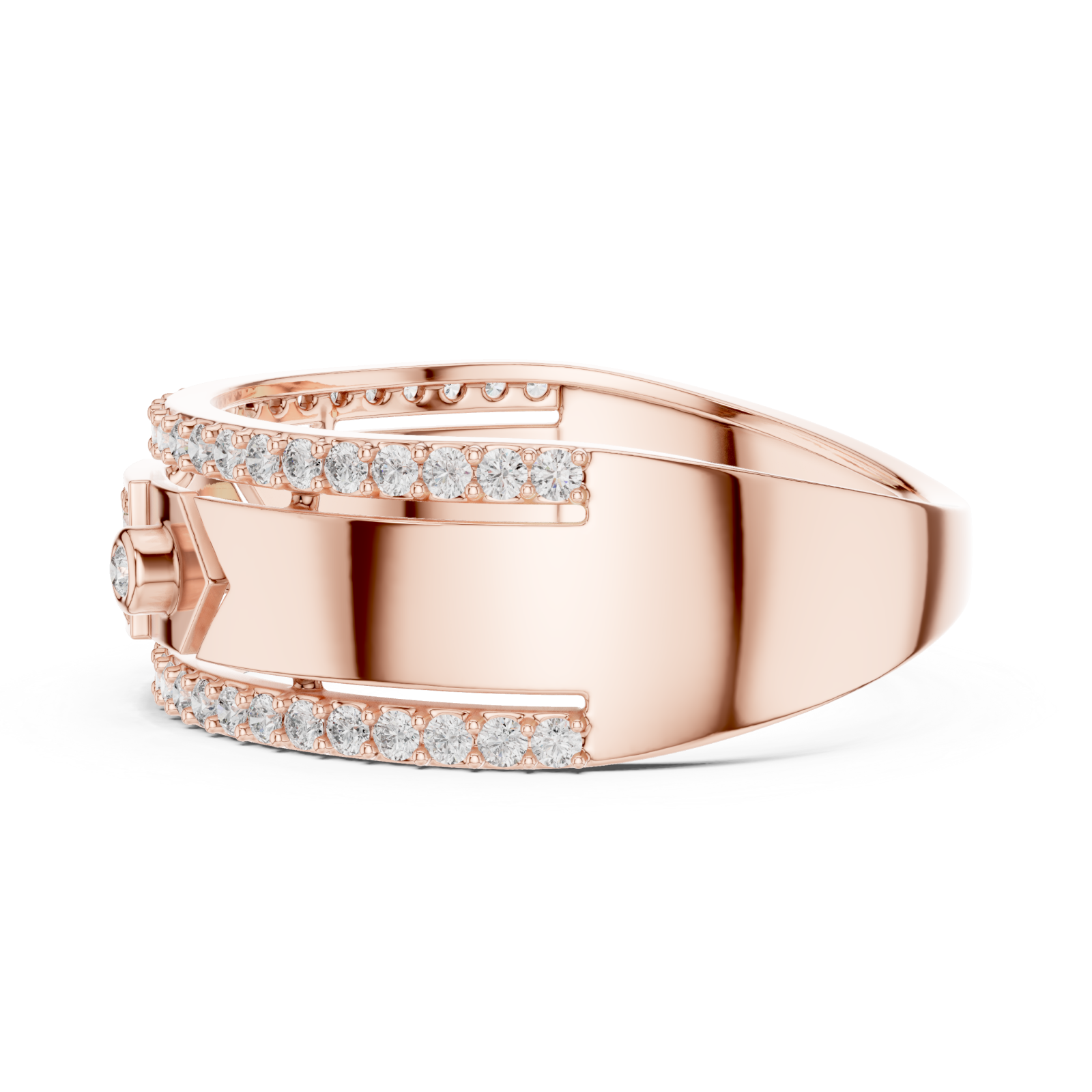  Rose Gold Luminance Vow Multi-Layered Dual Band Artistry Ring Side View