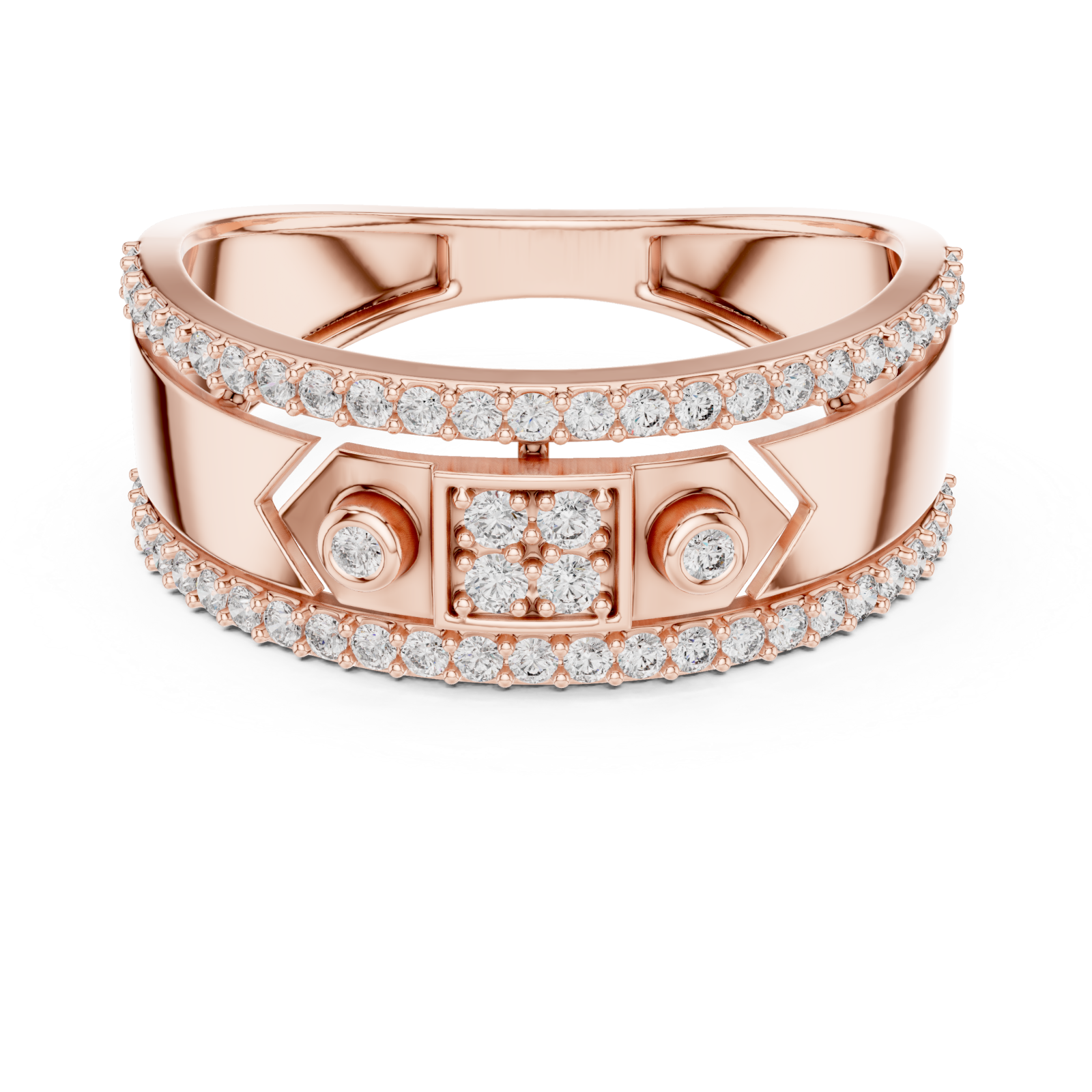  Rose Gold Luminance Vow Multi-Layered Dual Band Artistry Ring Front View